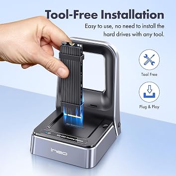 ineo Tool-Free USB 4.0 M.2 NVMe SSD Docking with Built-in Cooling Fan - Compatible with Thunderbolt 3/4 & USB 4/3/2 [2628 40G]