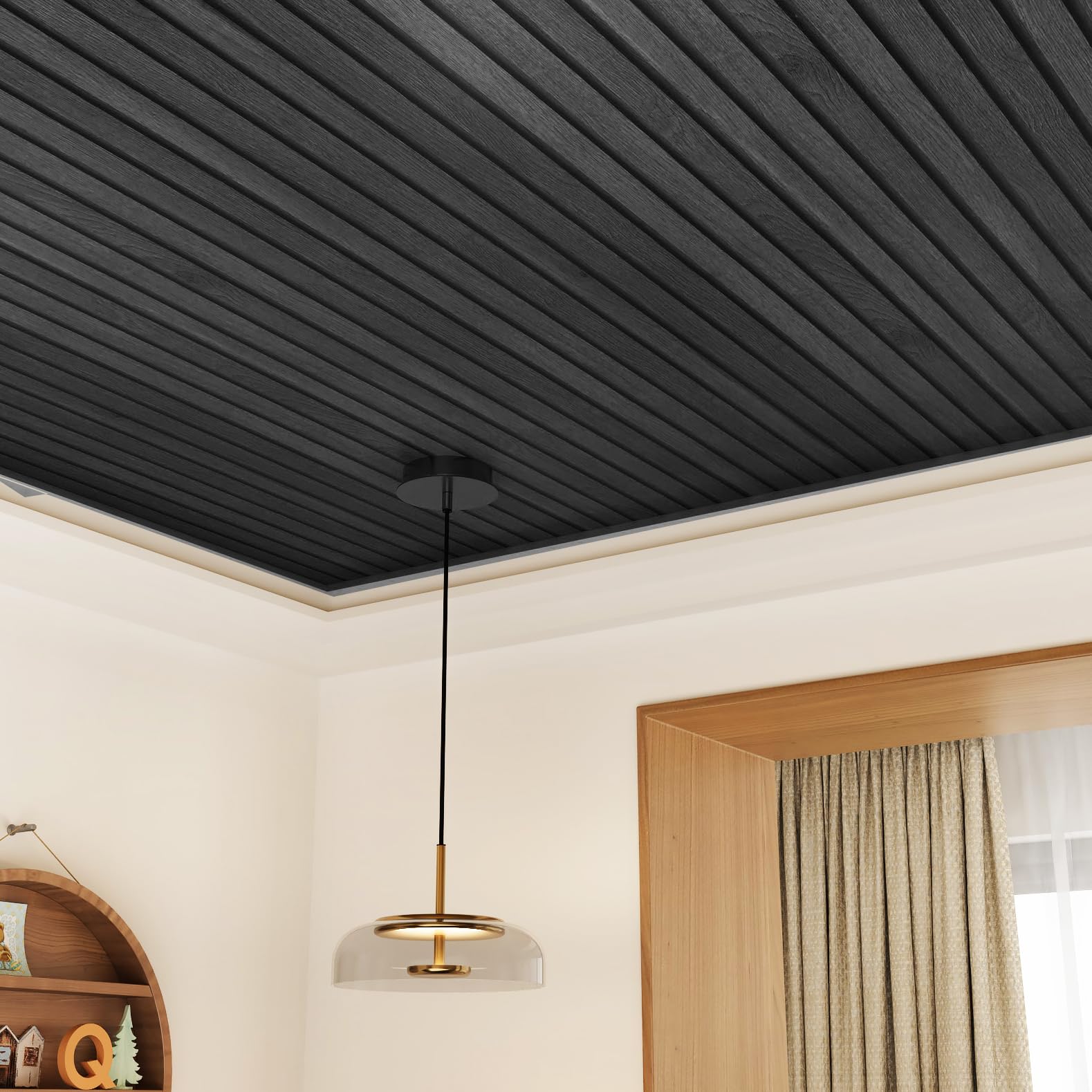 Livelynine Carta da Parati Adesiva Muro Legno 3D 40CMx10M Carta Parati Adesiva Muro Nera Effetto Legno Listelli Camera da Letto Bagno Pellicola Adesivi Legni Nero Rivestimento Adesivo per Mobili