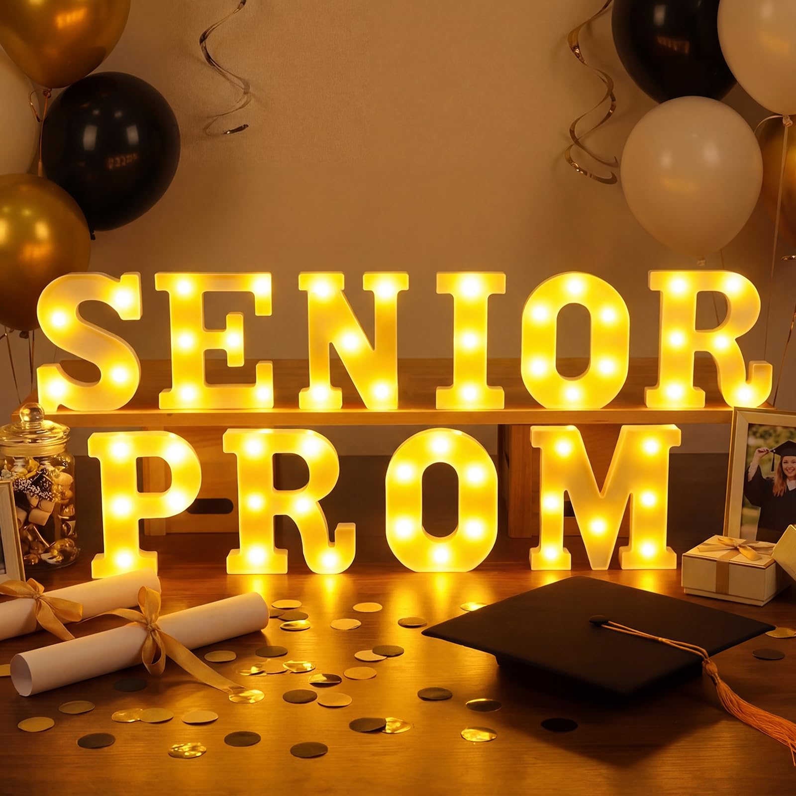 Aurelema 10 Pcs Senior Prom Graduation Decorations LED Letter Lights Sign