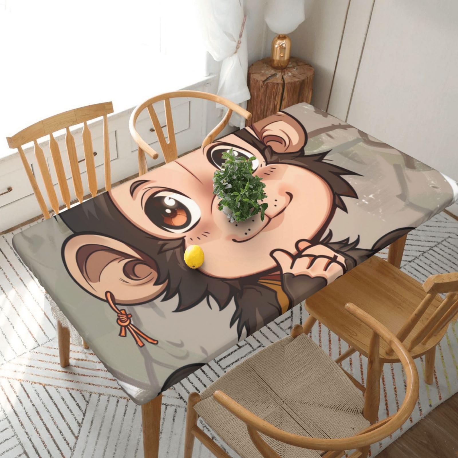 WPKJU Monkey Art Printed Tablecloths 5ft Rectangular Table Covers Washable Polyester Decorative Table Cloth for Dining Table Picnic Wedding