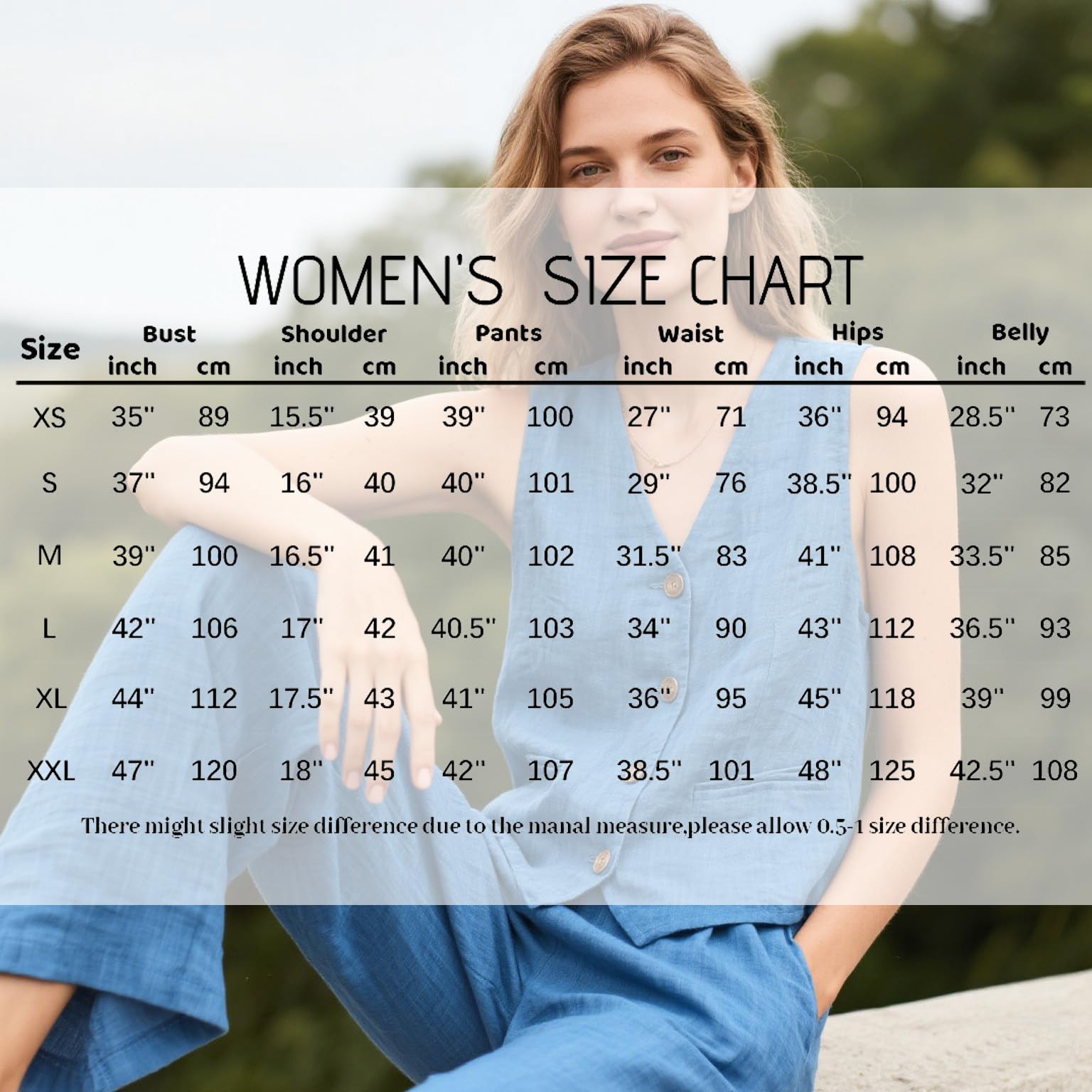 Ensemble 3 pièces en lin léger pour femme avec blazer, gilet et pantalon habillé et décontracté