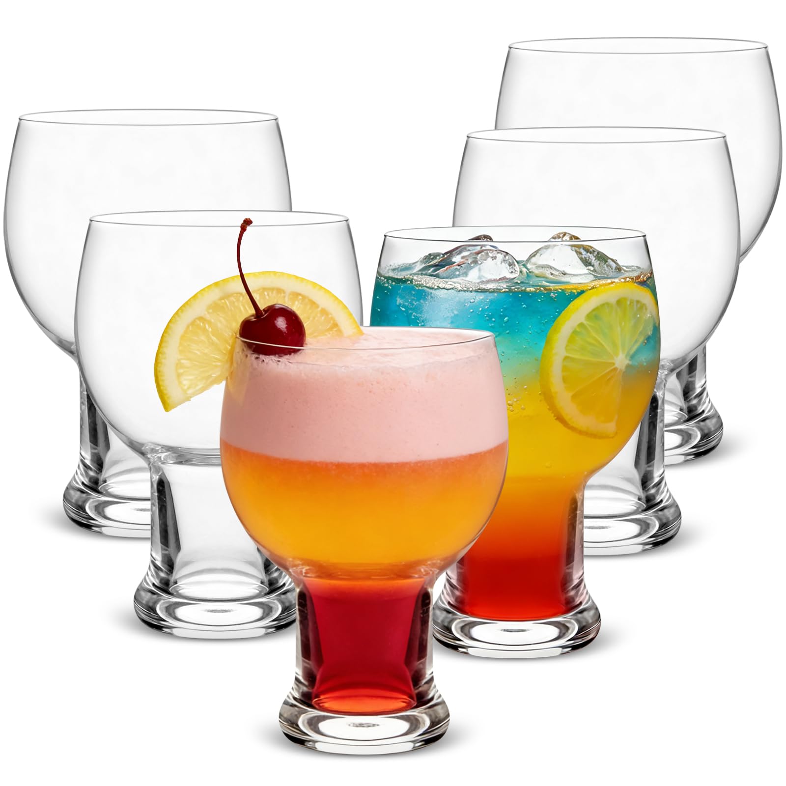 LONTOM Gin Glasses Set of 6, 470ml Durable Gin and Tonic Glasses, Clear Short Stem Wine Glasses, Balloon Cocktail Glass, Glass Set Gin Glass Gifts for Women Home Bar Entertaining Negroni, Gimlet