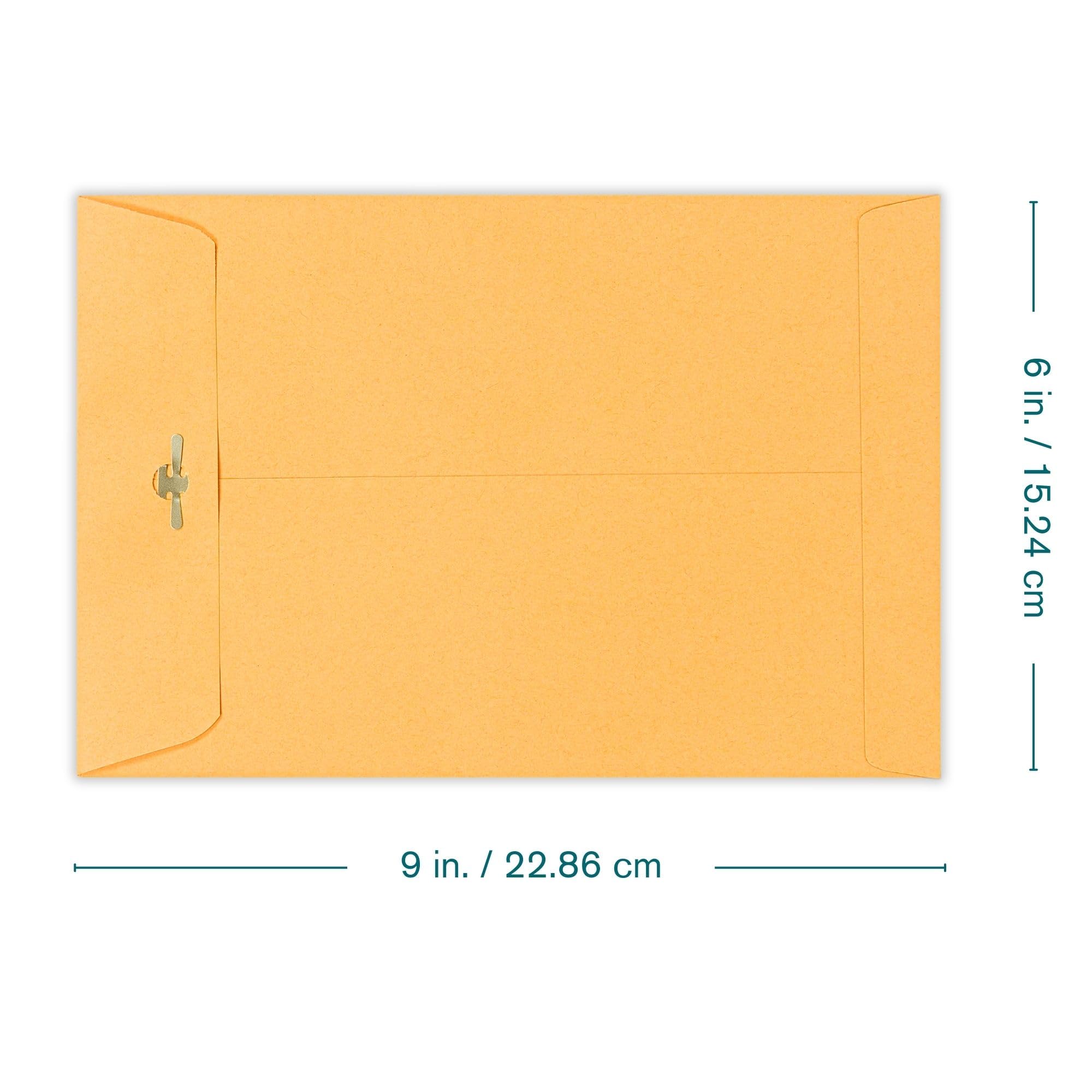 Koperty z zapięciem – 15 x 23 cm brązowe koperty z katalogu kraft z zamknięciem na klamrę i gumowana uszczelka – ciężkie koperty papierowe 6 kg do domu, biura, wysyłki, biznesu, prawnego lub szkoły 6 x 9 Manila 30 sztuk