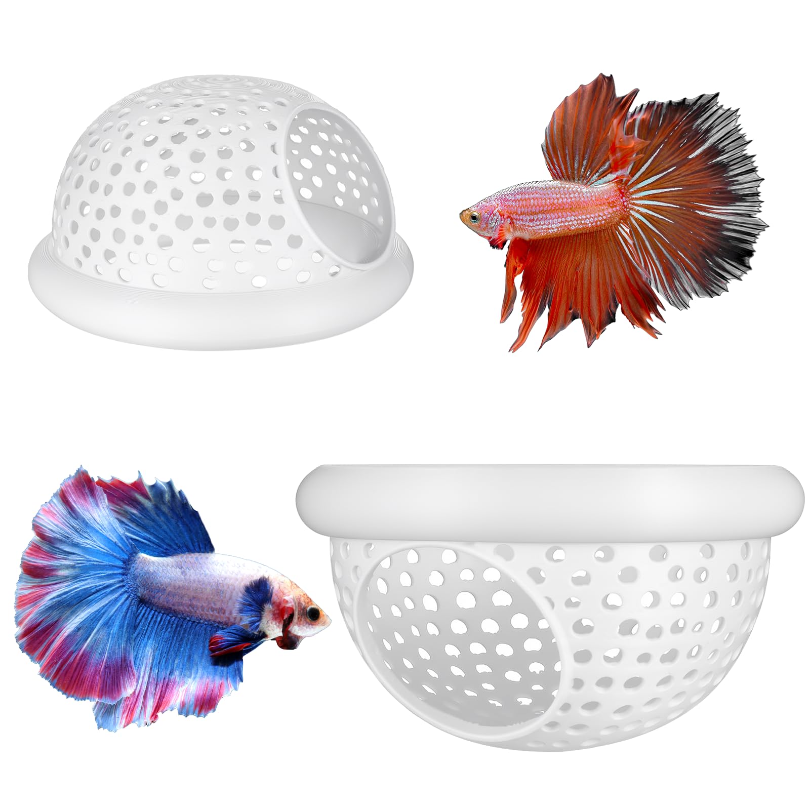 2 PCS Floating Betta Hammock, 3D Printed Aquarium Hammock with Feeding Ring