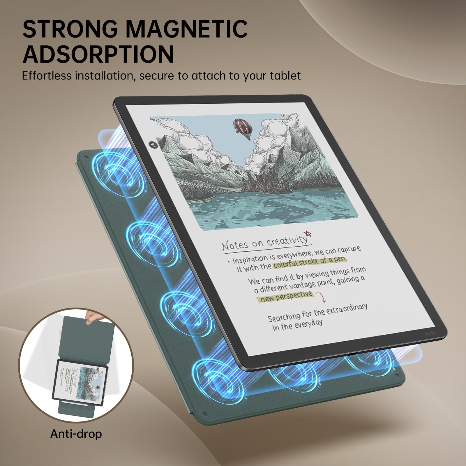 MoKo Custodia Magnetica per Kindle Scribe 11" (3a Generazione) e Kindle Scribe Colorsoft (1a Generazione) - Copertina in PU premium sottile con astuccio penna e Auto Sonno/Sveglia, Verde notte