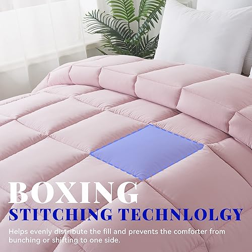 Miniatura 2 de Cosybay Edredón de plumón alternativo (rosagris claro, matrimonial)  Edredón de cama acolchado suave para todas las estaciones  Inserto de edredón