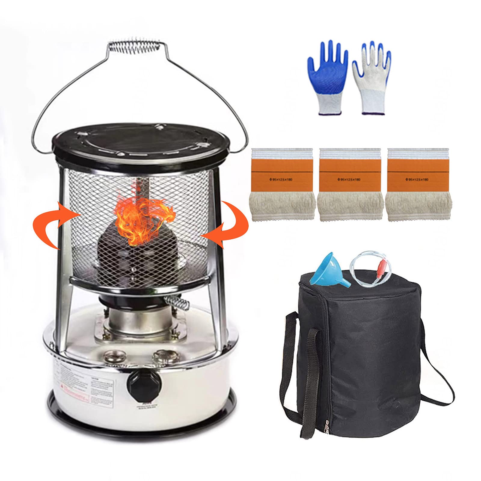 Petroleumofen Für Zuhause,Tragbarer Petroleumheizung,Petroleumkocher Brenner Für Den Innenbereich,Effiziente/Ohne Strom Petroleum Ofen,Für Outdoor Camping Zelte Terrasse,White-6L-32.5×32.5×47cm