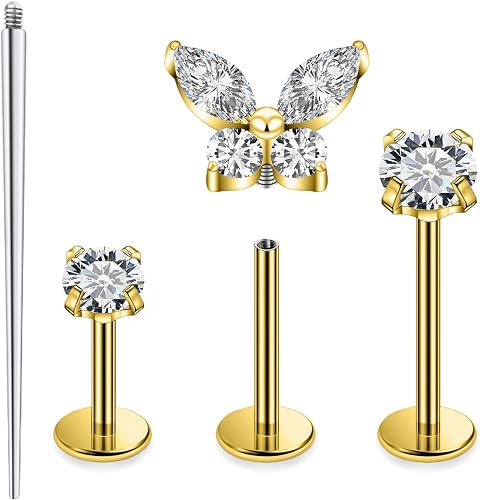 Xnsjeyy 18G Astm F136 Titanium Internal Thread Flat Back Earrings Nose Studs Tra