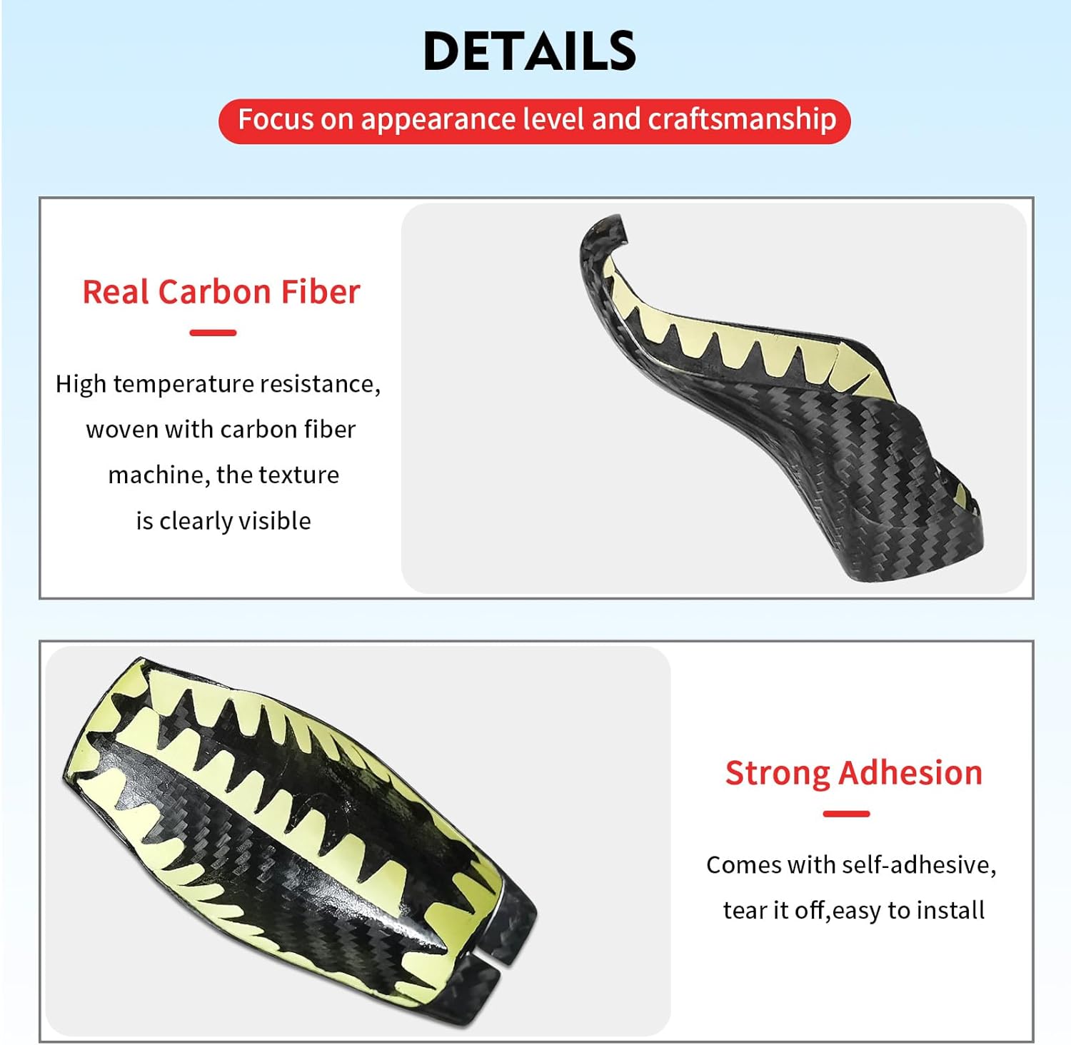 Compatible wth Carbon Fiber Gear Shift Knob Back Cover Automotive Shift Lever Modified Decoration for BMW M5 X3M X4M 2018-2024 (Black)