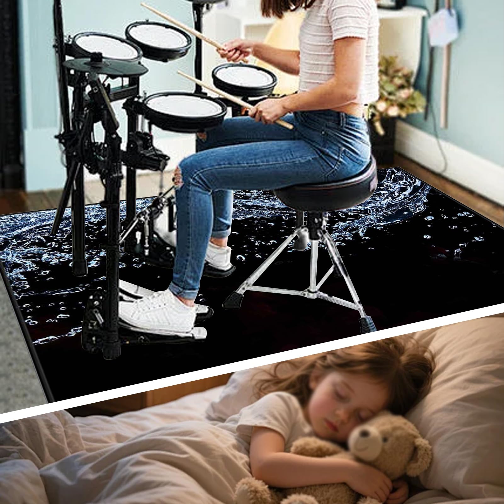 170 x 140 cm Dywan z baterią elektroniczną Dźwiękoszczelny Antypoślizgowy Dywan Pochłaniający Akustyczny Profesjonalna mata do instrumentów muzycznych do instrumentów muzycznych do gitary basowej