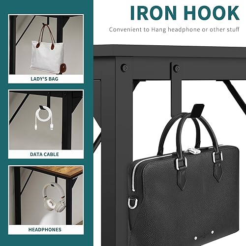 Miniatura 7 de SMUG Escritorio pequeño para computadora de 32 pulgadas, oficina, juegos, estudio, escritura, trabajo, mesa de estudiante, mesa de trabajo para