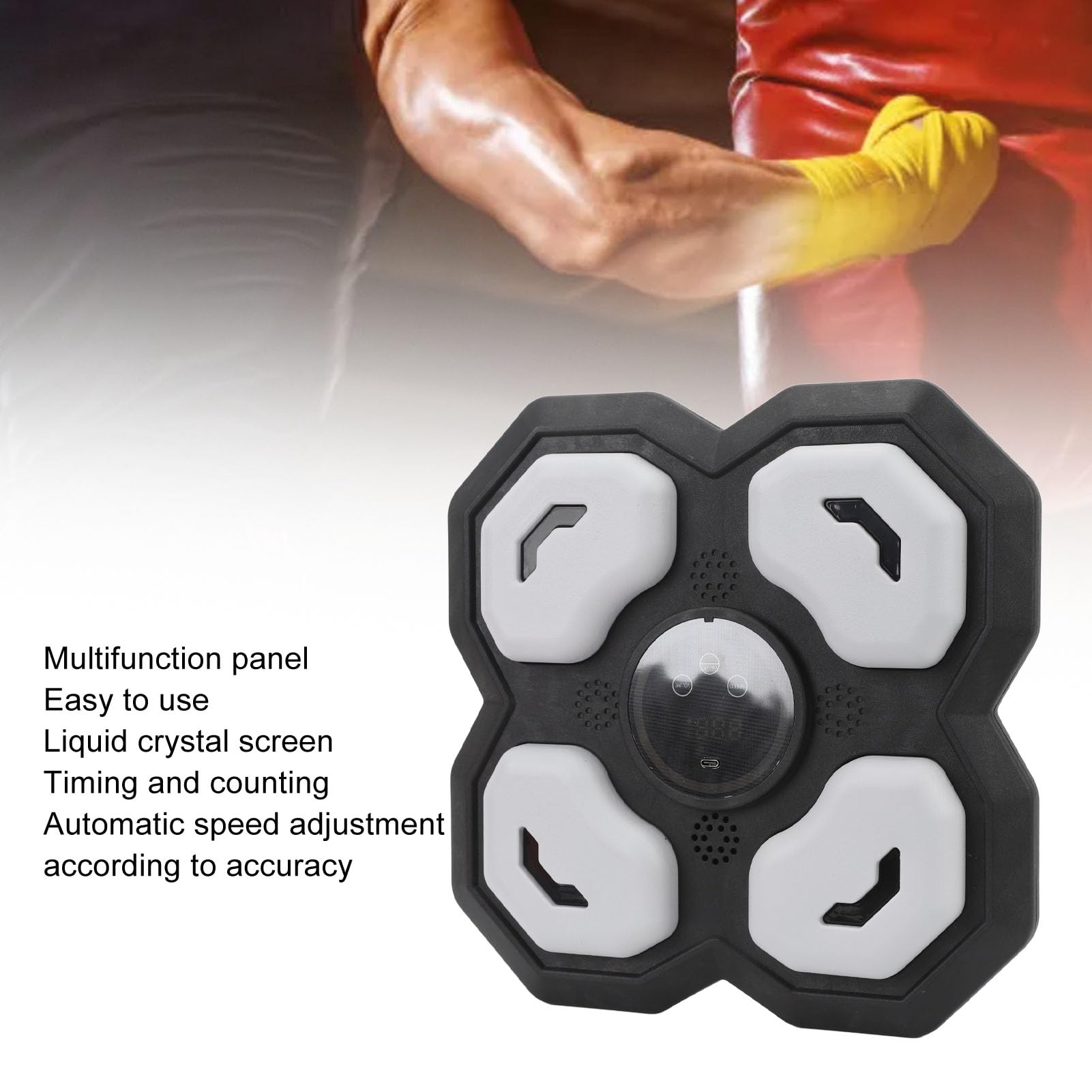 Asixxsix Máquina de Boxeo de Música Electrónica, Entrenador de Boxeo de Música Inteligente Montado en la Pared con Guante de Boxeo, Objetivo de Boxeo Electrónico, Objetivo de Perforación,