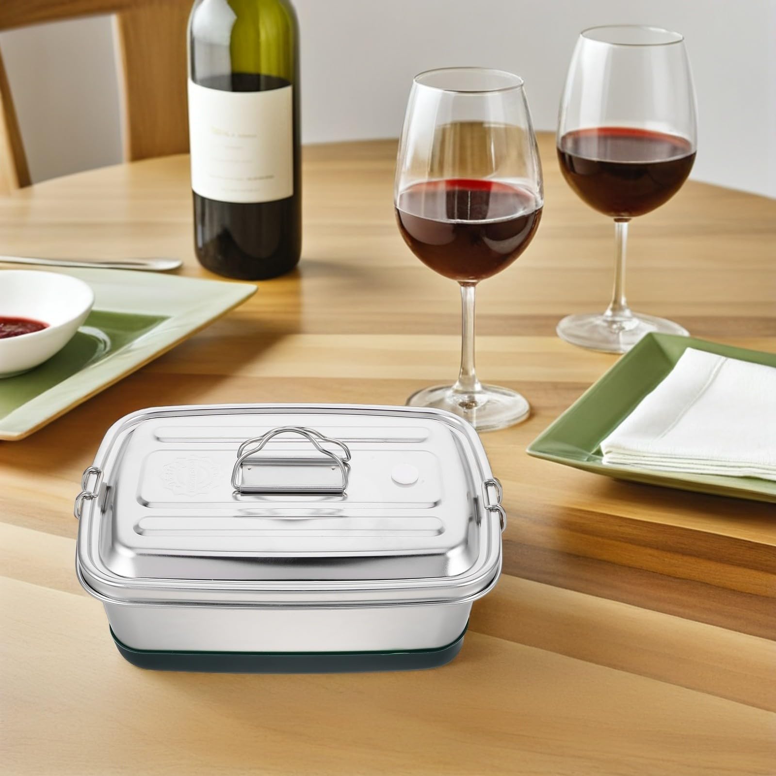 Portapranzo in Acciaio Inossidabile 3 Scomparti, Resistente Agli Urti e Portatile, per Viaggi e Lavoro, Contenitore Pranzo con Separatore in Argento