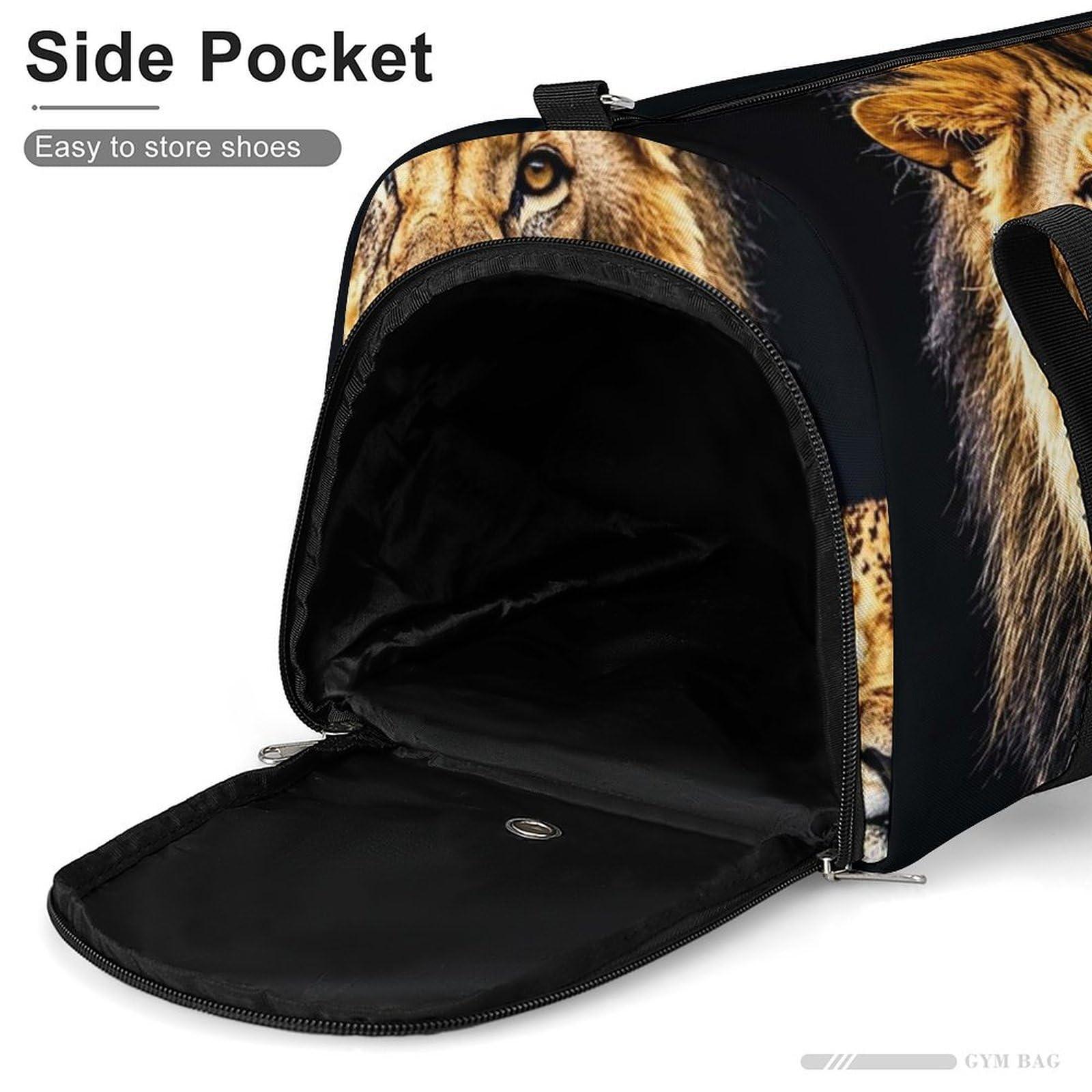 Borsa da palestra con leone e giovane leone per uomini e donne, impermeabile, grande borsone per allenamento da viaggio