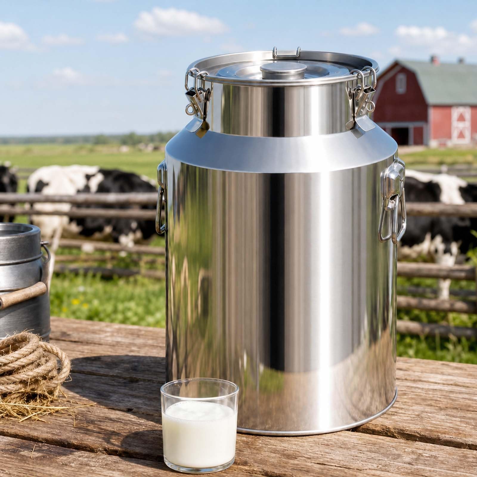 Bricco del Latte Fusto in Acciaio Inox 304 con Rubinetto, 64L 76L 88L Contenitore Alimentare con Coperchio Ermetico Antiperdita, Secchio per Conservazione Olio, Vino, Acqua e Latte