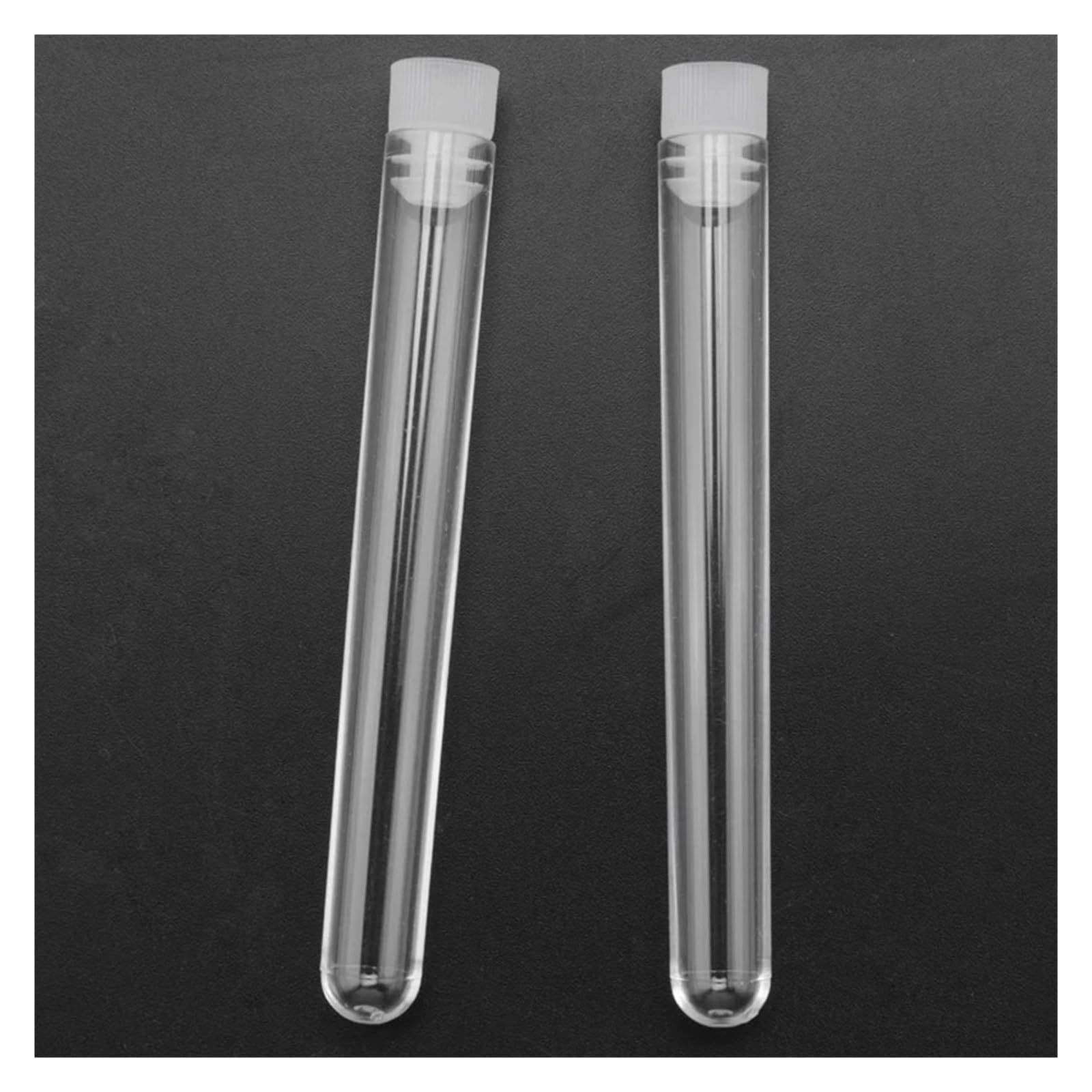 EDVTK35 300Pcs 12X100mm Transparent Laboratory Clear Plastic Test Tubes Vials With Push Caps School Lab Supplies