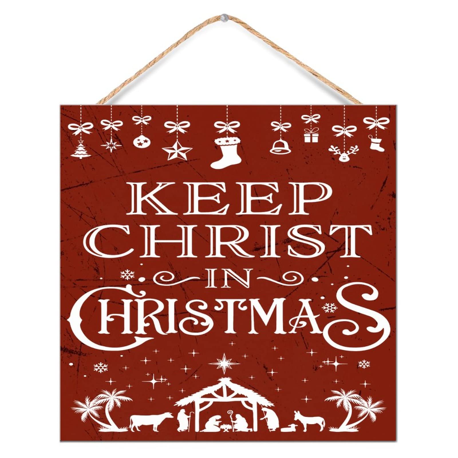 Panneau Christ in Christmas cadeau en bois de Noël pour table et maison
