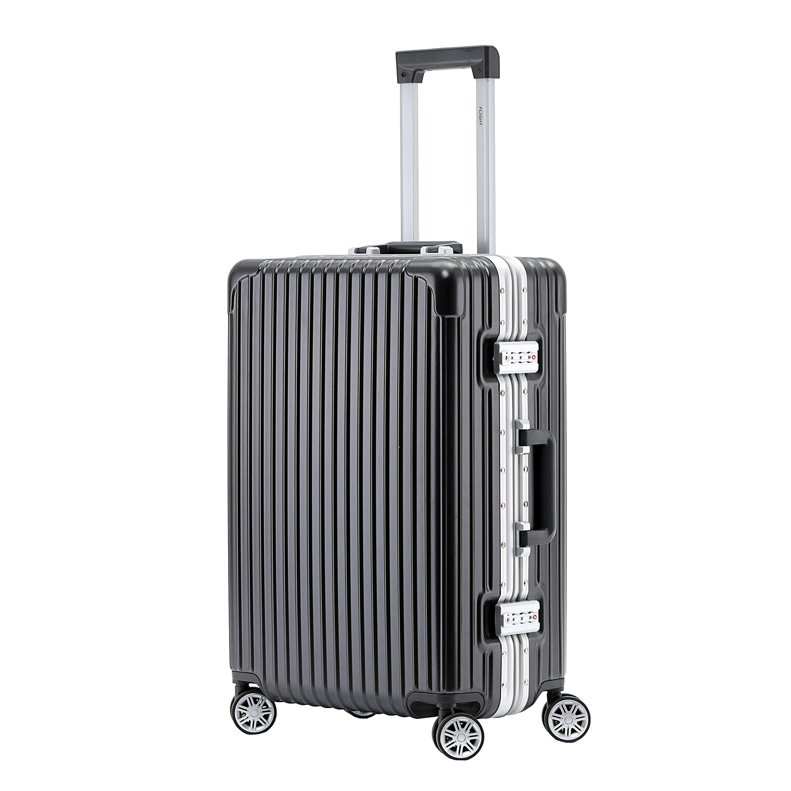 Flight Knight Premium Travel Suitcase - 8 Spinner Wheels - Built-in TSA Combination Lock Lightweight ABS Hard Shell Carry on Check in Luggage with Highly Durable - Approved for Over 34 Airlines