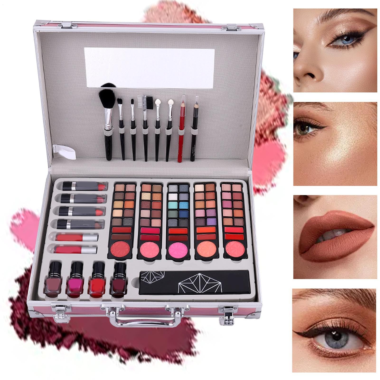 Komplettes Make-up-Set Mit Allem Schönheitskosmetik wischfestes Make-up | Make-up-Pinsel Lidschatten Beauty-Kosmetik Für Frauen Teenager Mädchen Reise Hochzeit Fotoshooting Theater Bühne Tanz