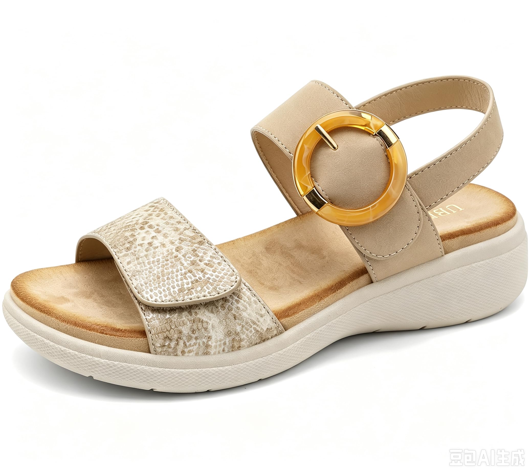UBFEN Womens Outdoor Walking Sandals Comfort Stable Low Wedge Platform | Built-in Arch Support, Shock-Absorbing Cushion Insole, Versatile Buckle Sandals for Everyday Errands,and Vacation Strolls