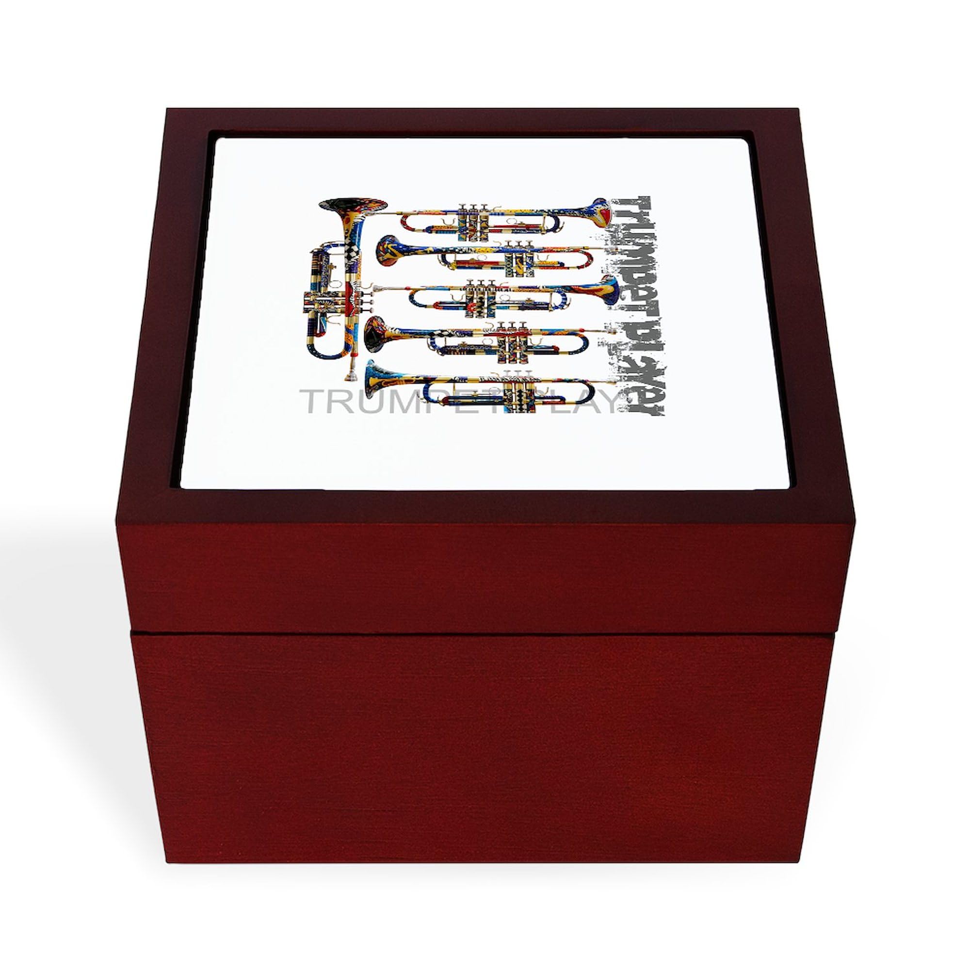CafePress Trumpet Player Art Design by Juleez Memory Keepsake Jewelry Box, 5"x5"x3.75"