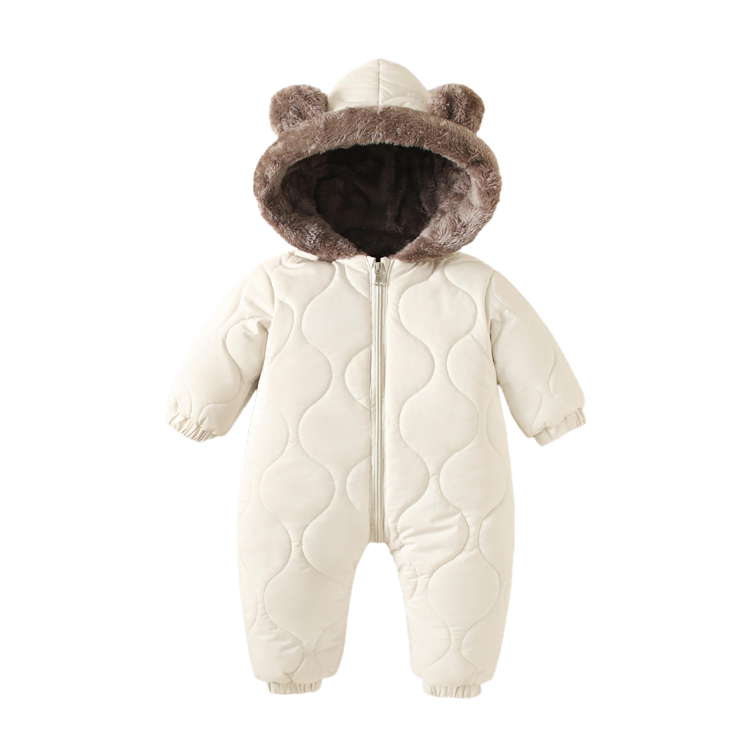 Yanmucy Traje de nieve para bebé, forro polar grueso, abrigo cálido para bebé, mono de invierno para cochecito de bebé, para niñas y niños, de 0 a 24 meses