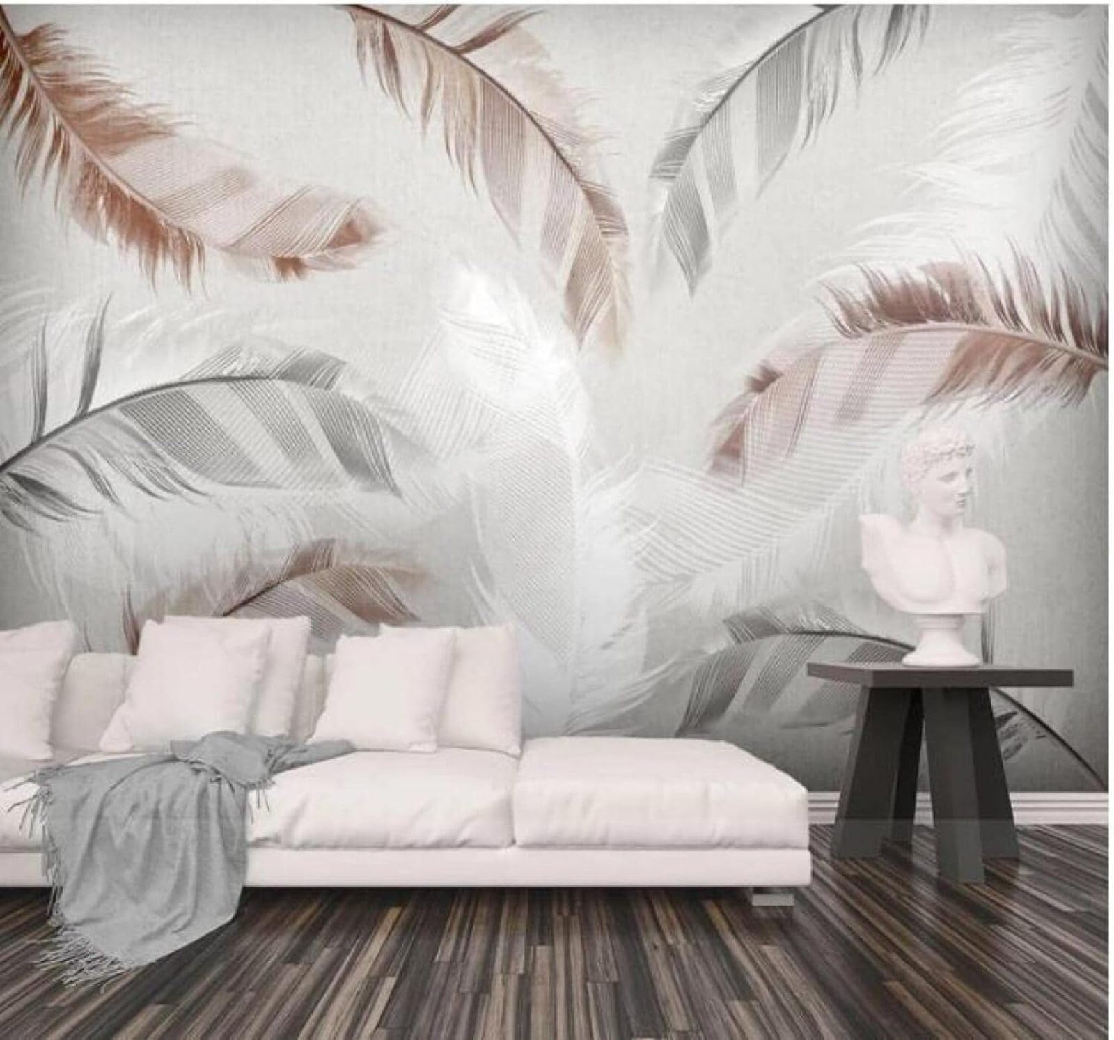 XLMING Minimalist Abstract Hand Drawn Watercolour Feathers 3D Wallpaper Luxury Home Dining Decor Paste Sofa Living Room The Wall for Bedroom Mural-430cm×300cm
