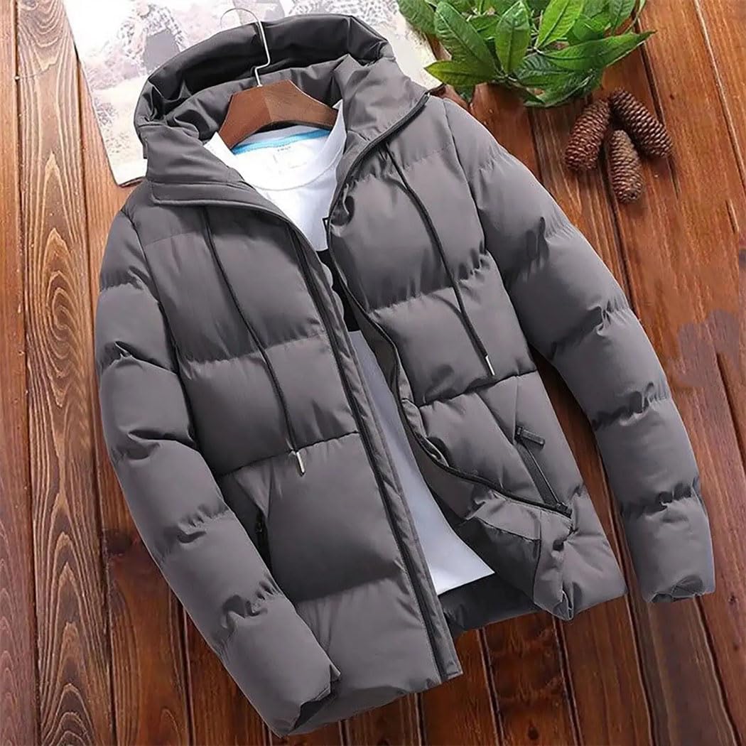 FULBHPRINT Piumino da uomo con cappuccio invernale spesso caldo piumino leggero Outwear Business Casual soprabito