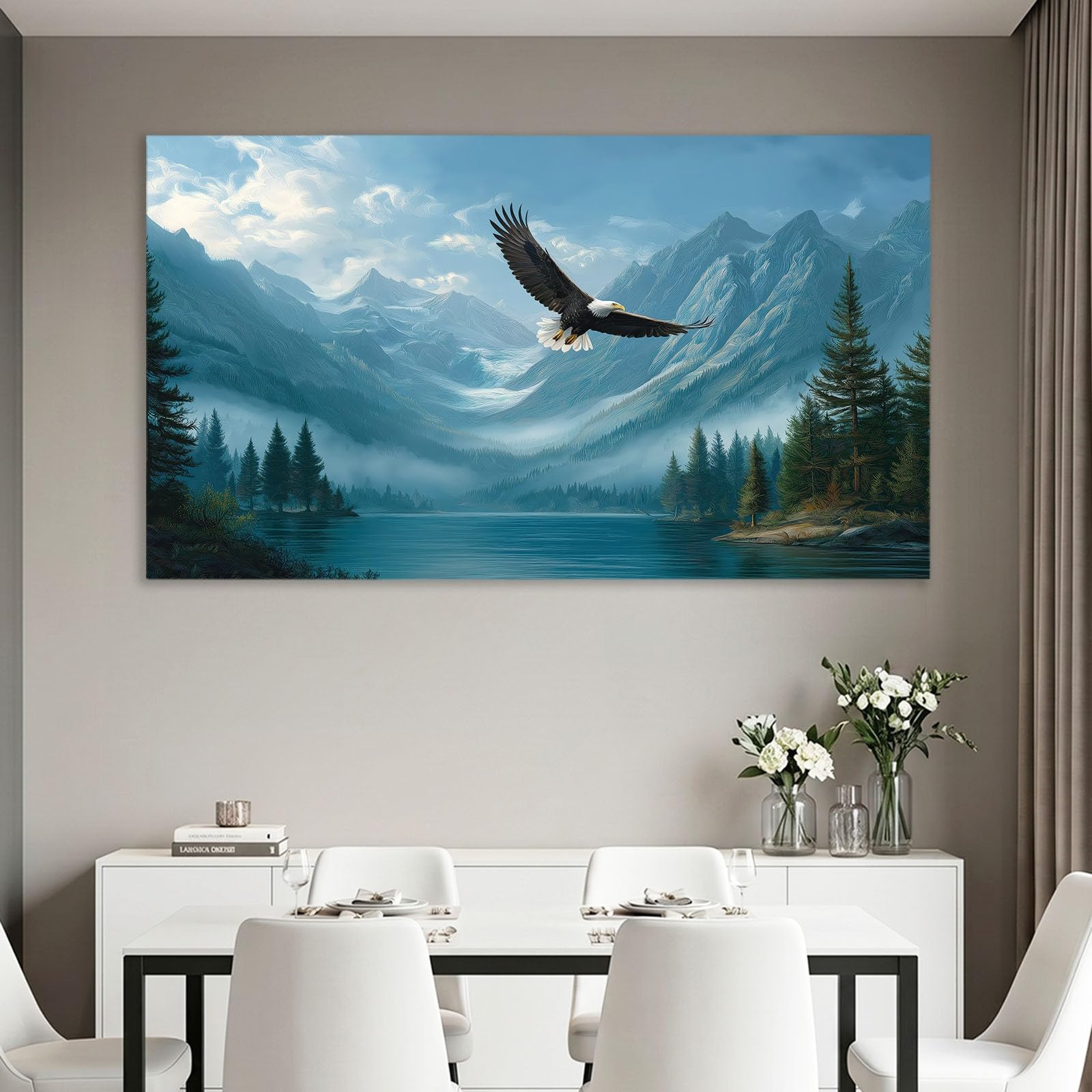Zwierzę, bielik, obrazy ścienne do salonu, 120 l x 80 W, naturalny śnieg, płótno, dekoracja ścienna, Aesthetic, sypialnia, łazienka, biuro, jadalnia, korytarz, kuchnia, dekoracja pokoju