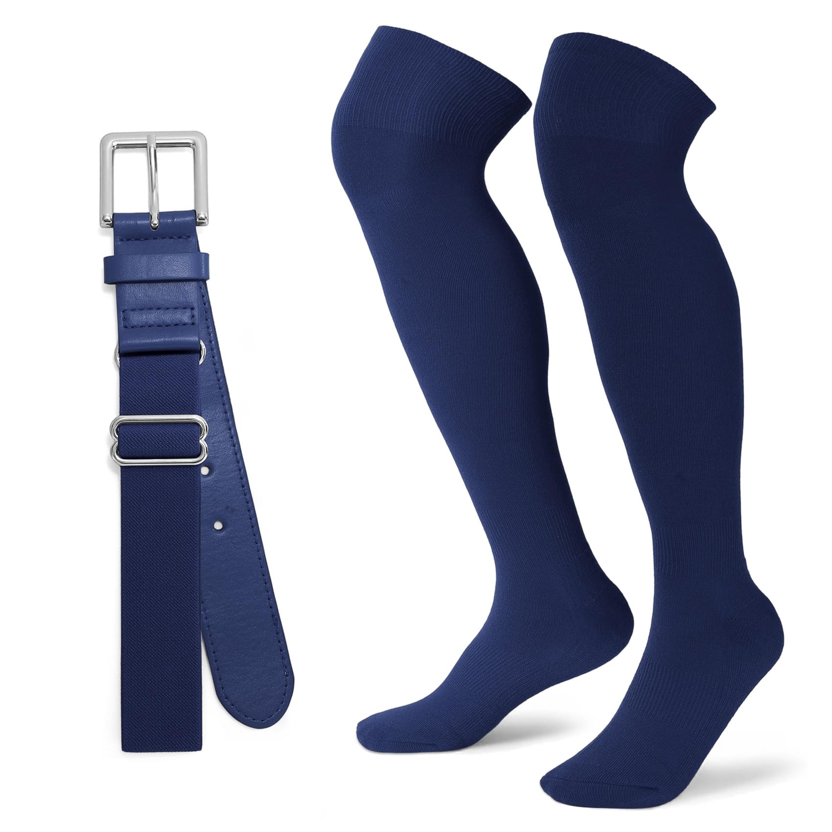 XZQTIVE Over the Knee Baseball Socks and Belt Combo Set for Kids Youth Adult Pink Softball Soccer Socks for Boy Girl