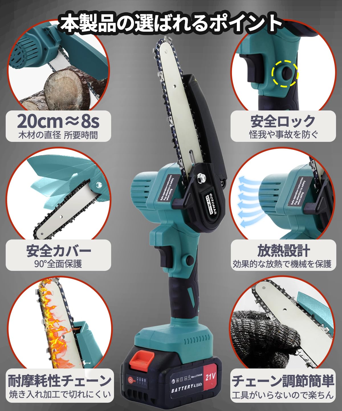 Amazon | 【おまけで付属の収納袋】高枝切り電動チェーンソー 剪定