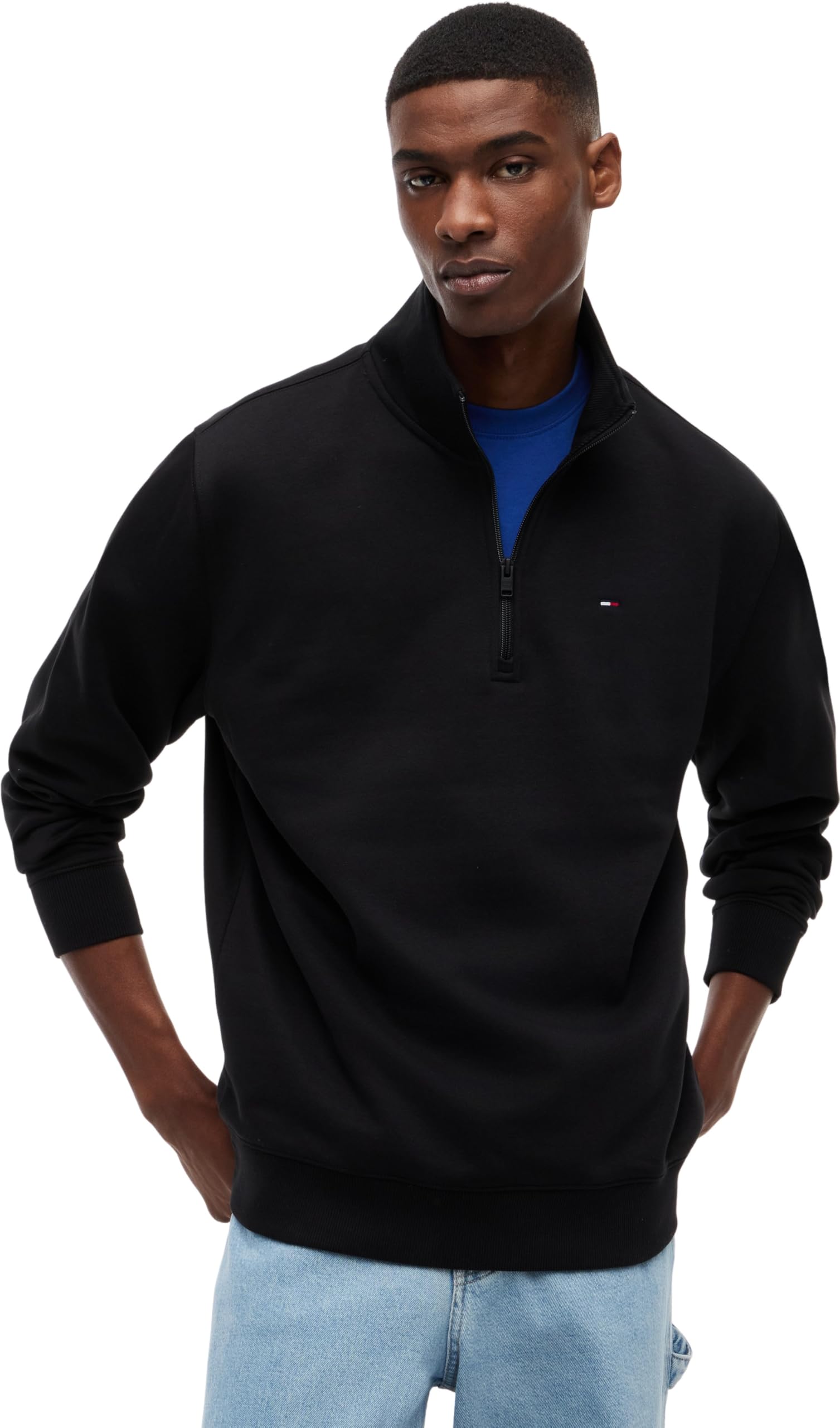 Tommy Jeans Herren TJM Reg Fleece 1/4zip Mock Neck Dm0dm20339 Sweatshirt mit halbem Reißverschluss (1er Pack)