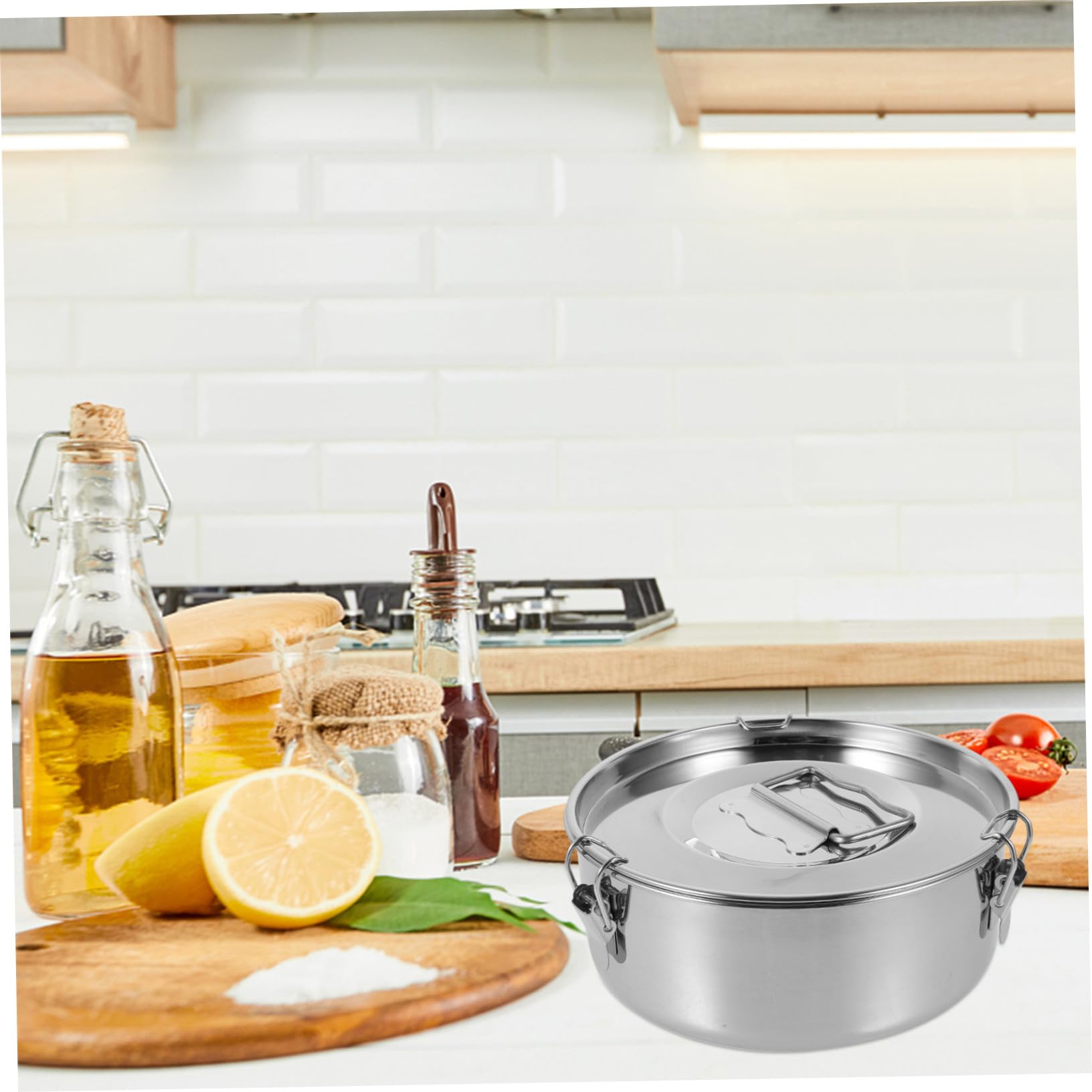 Molde Adecuado para Hornear y Cocinar al Vapor Arroz y Lasañas con Tapa de Acero Inoxidable para Flan Resistente y Duradero en Cocina Doméstica