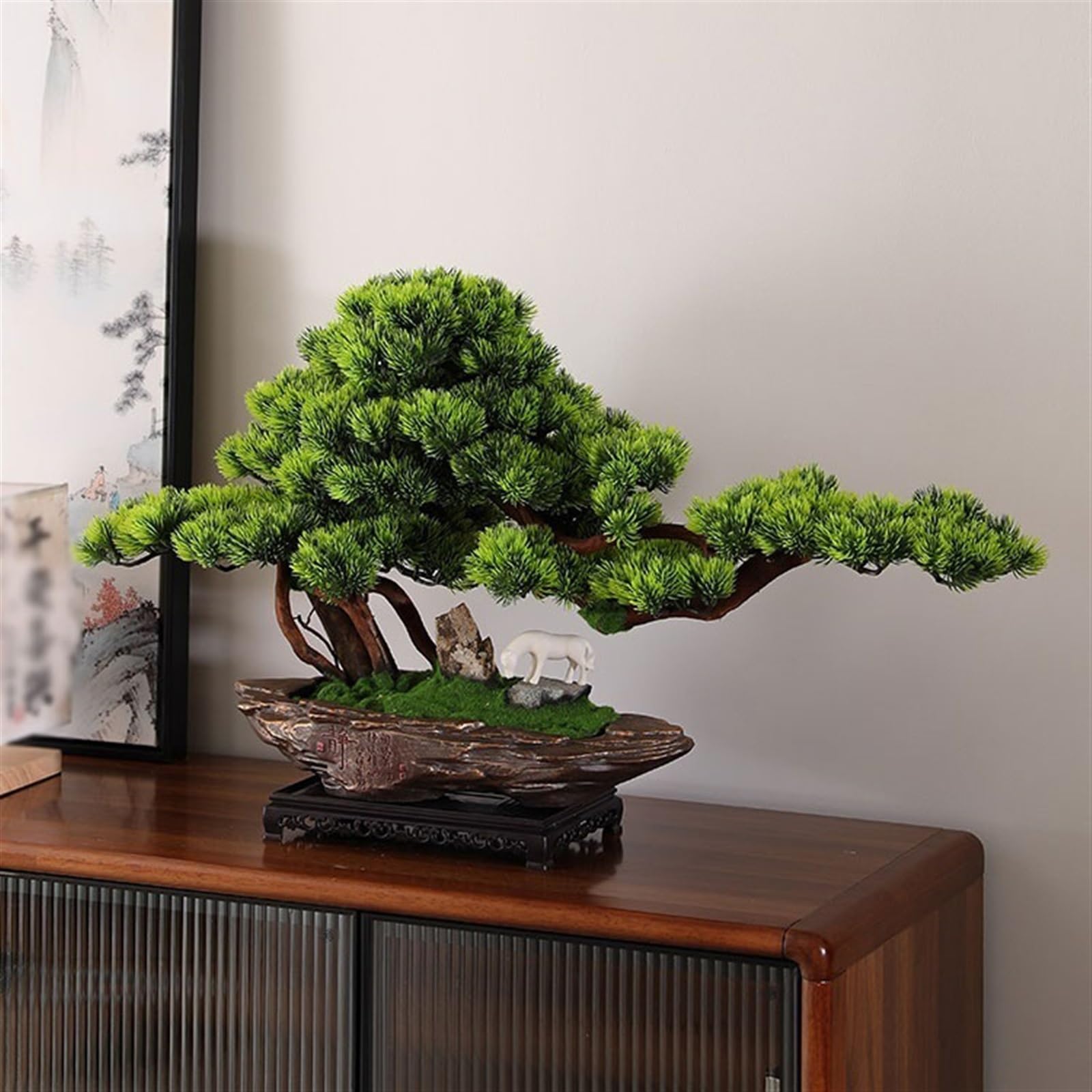 künstliche Bonsai Hause Simulation Bonsai Wohnzimmer Eingang Büro Desktop Dekorative Kiefer Baum Ornamente Landschaftsbau Feng Shui Kunstpflanze