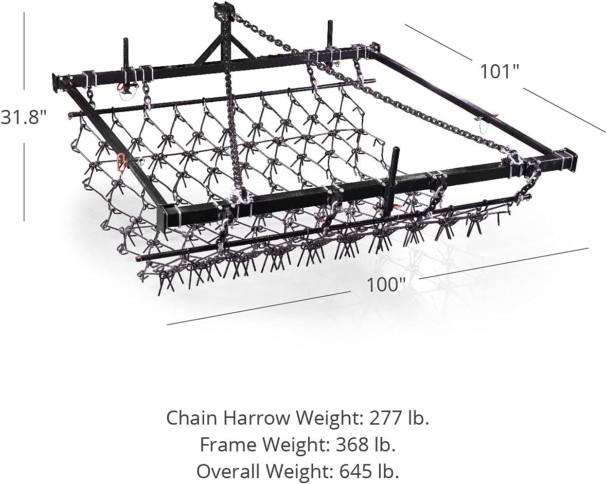 Buy Titan Attachments 8' x 8' Harrow Drawbar, Category 1 and 2, 3 Point