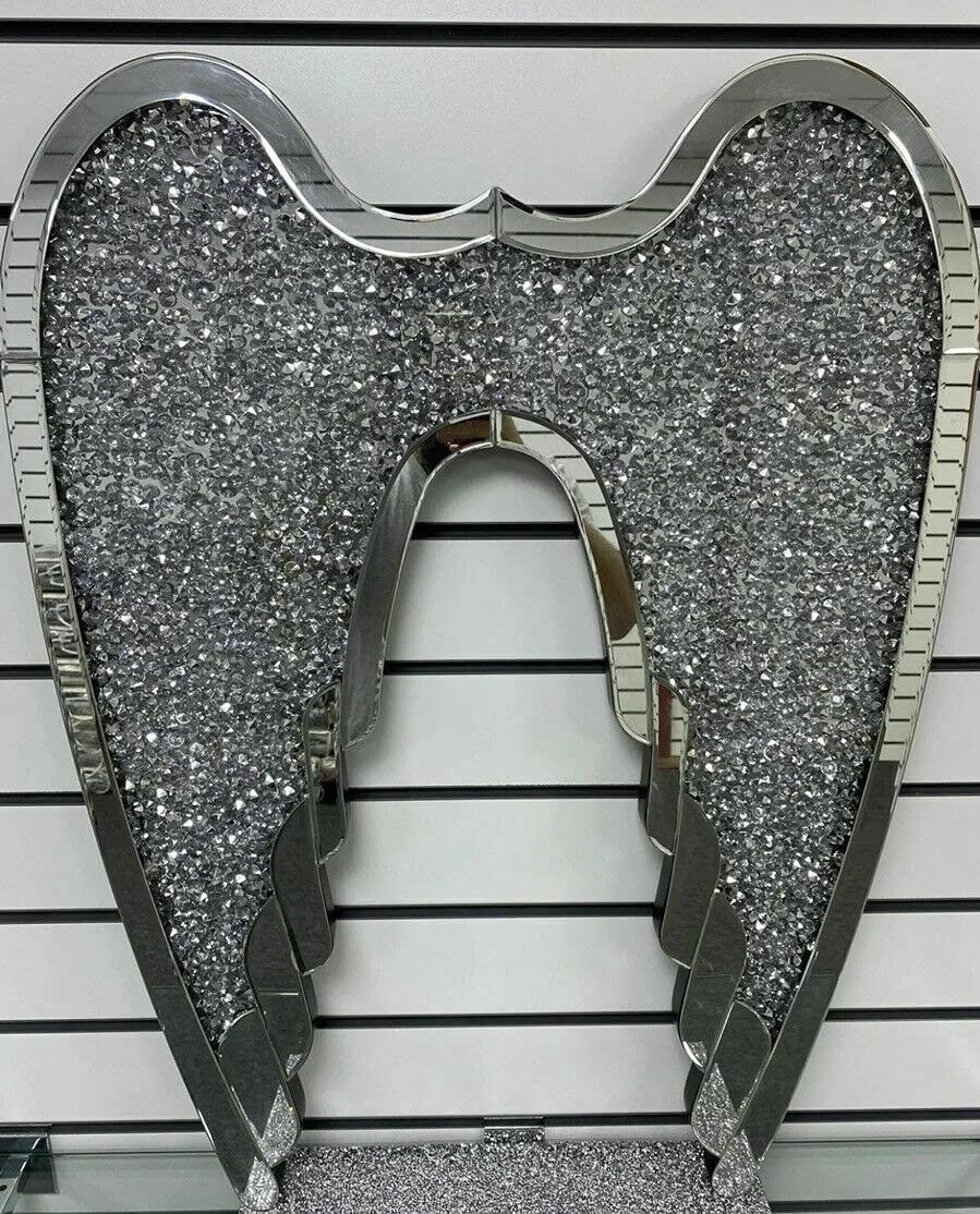 Biznest 60X80cm Crushed Diamond Crystal Stunning Shiny Wall Hanging Angel Wing