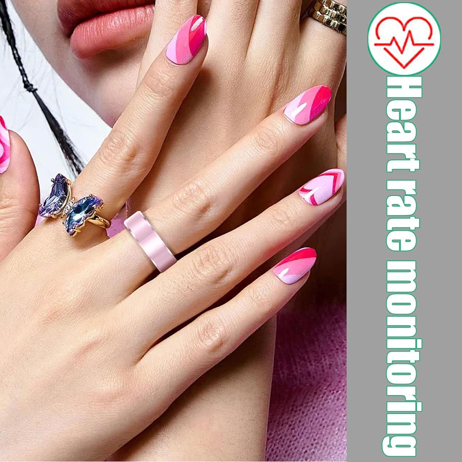 Rastreador de Actividad física con aplicación, Anillo de Seguimiento de ritmo cardíaco Durante el sueño y Fitness portátil con Compartimento de Carga, Anillo Inteligente para Hombres y Mujer