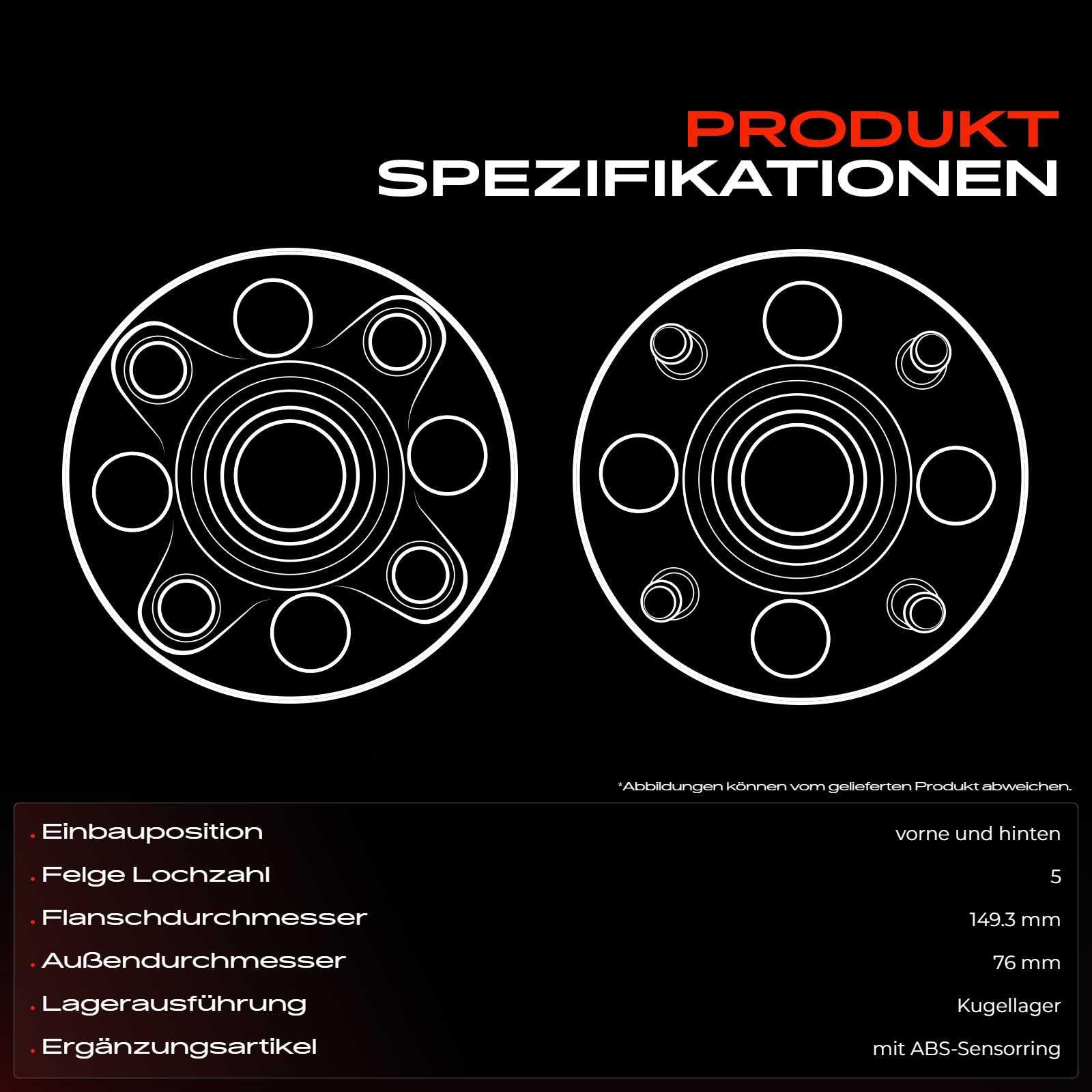 Frankberg 2x Radlager Radlagersatz Vorderachse Hinterachse mit integriertem magnetischen Sensorring Kompatibel mit Touare.g 7L6 7L7 7LA MPV 2.5L 2003-2010 Replace# 7H0498611