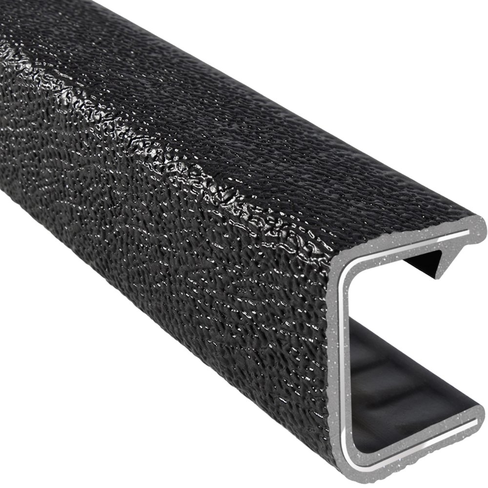 Trim-Lok Edge Trim – Fits 3/4" Edge, 7/8" Leg Length, 25' Length, Black, Pebble Texture – Flexible PVC Edge Protector for Sharp/Rough Surfaces, Easy