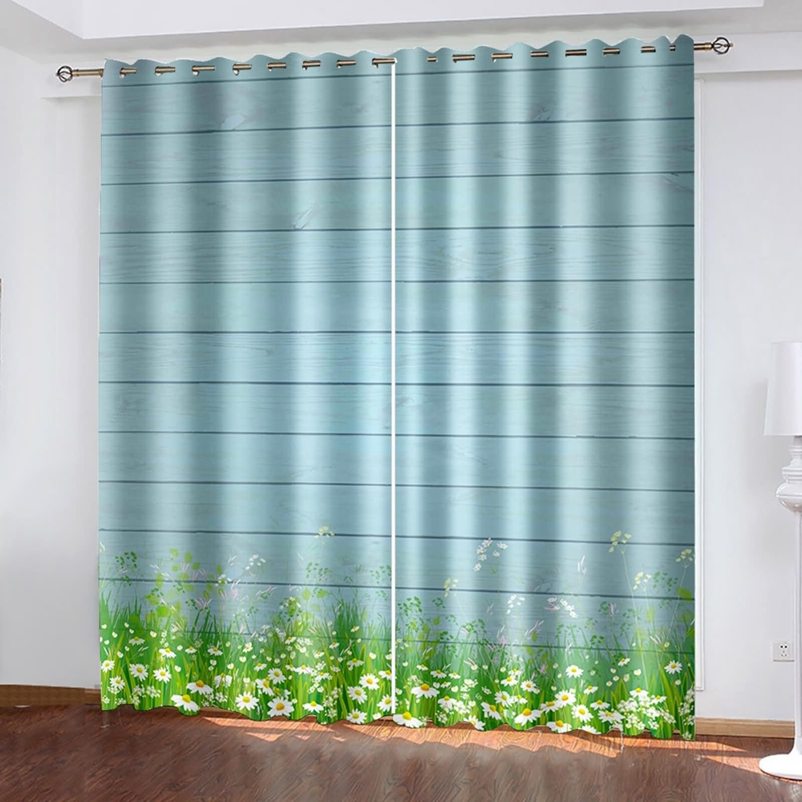 Cortinas de poliéster estampadas con efecto tablero de madera de alta definición y estilo
