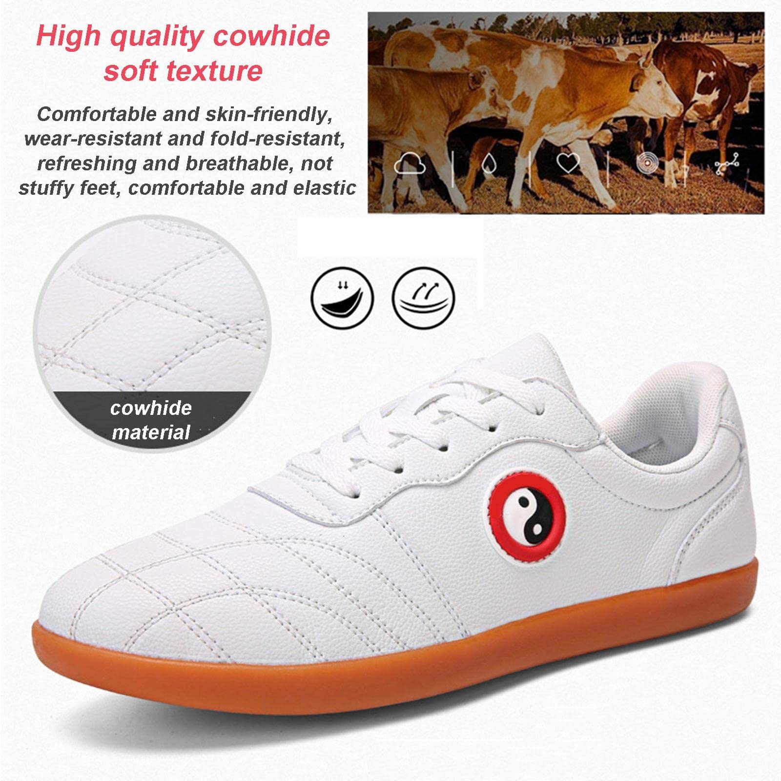 Kung Fu sporty walki Tai Chi buty gumowa podeszwa oddychające lekkie buty do sportów walki mężczyźni kobiety antypoślizgowe trampki, białe-37