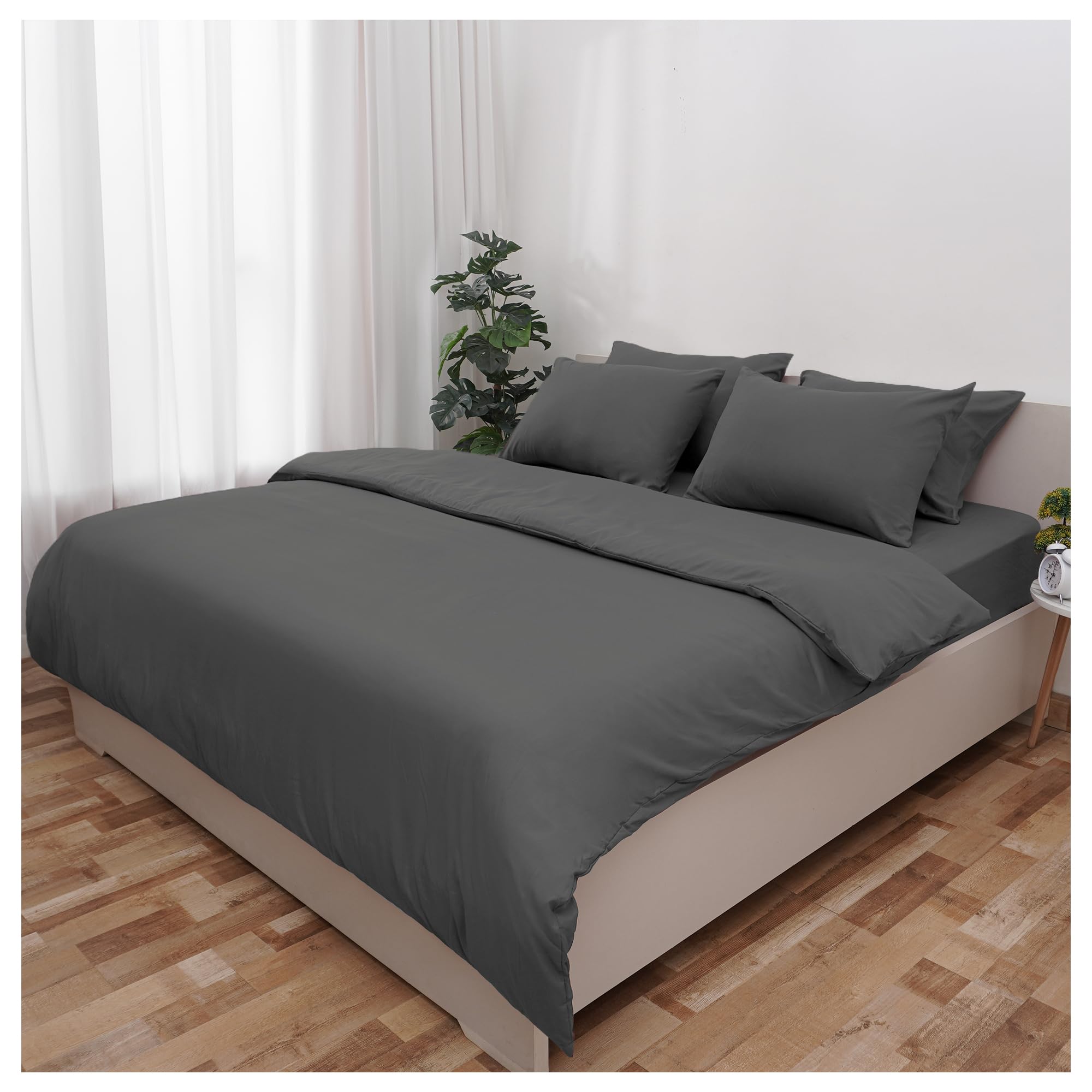 Novo Home Double Bed Duvet Cover Set Dark Grey โ Soft Microfibre Quilt Cover with 2 Pillowcases | Durable, Easy Care Double Bedding for Modern Bedroom Comfort
