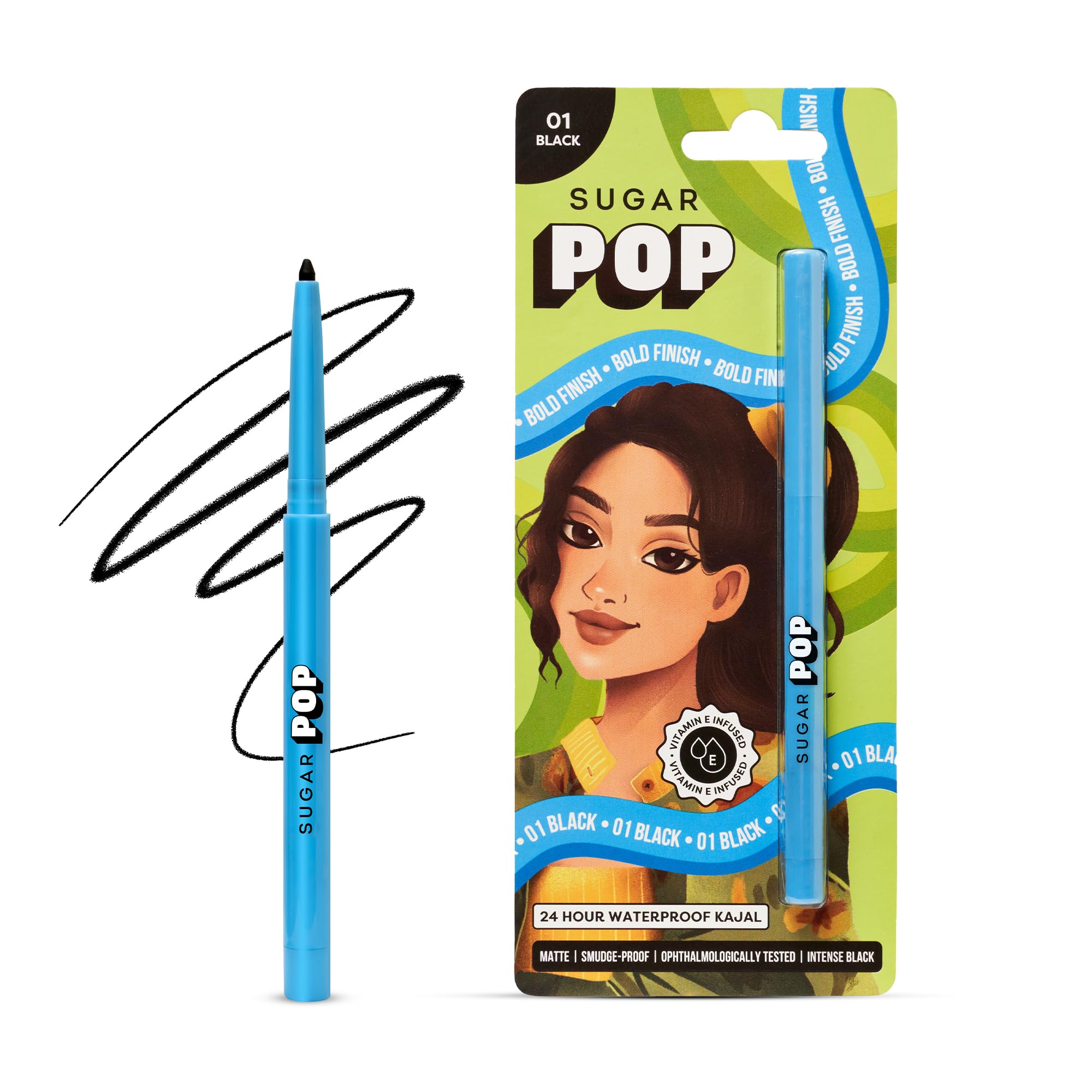 SUGAR POP 24-Hour Waterproof Kajal - Smudge-Proof | Long-Lasting | Transfer-Proof | Highly Pigmented | Sharpener Included | Black-image-26