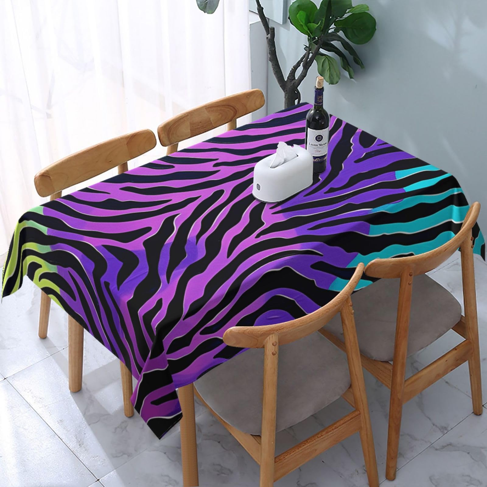 WPKJU Blue Green Camouflage Zebra Stripes Printed Tablecloth Water Resistant Table Cover Washable Rectangle Table Cloth for Tables 54x72 in