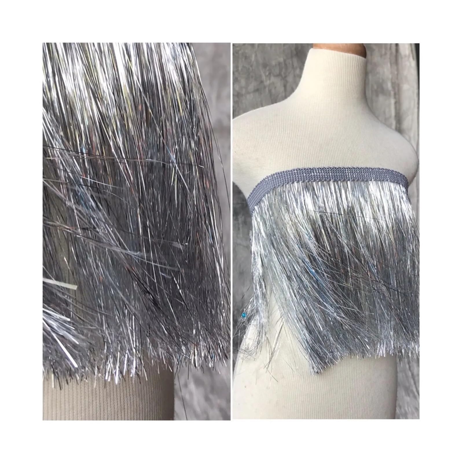 Tassel Fringe Trim 1Yard/Lot 20CM Laser Gold&Silver Glitter Fringes Lace Trim Tassel For Latin Dance Costume Fringe Apparel Accessoires(Color 14)