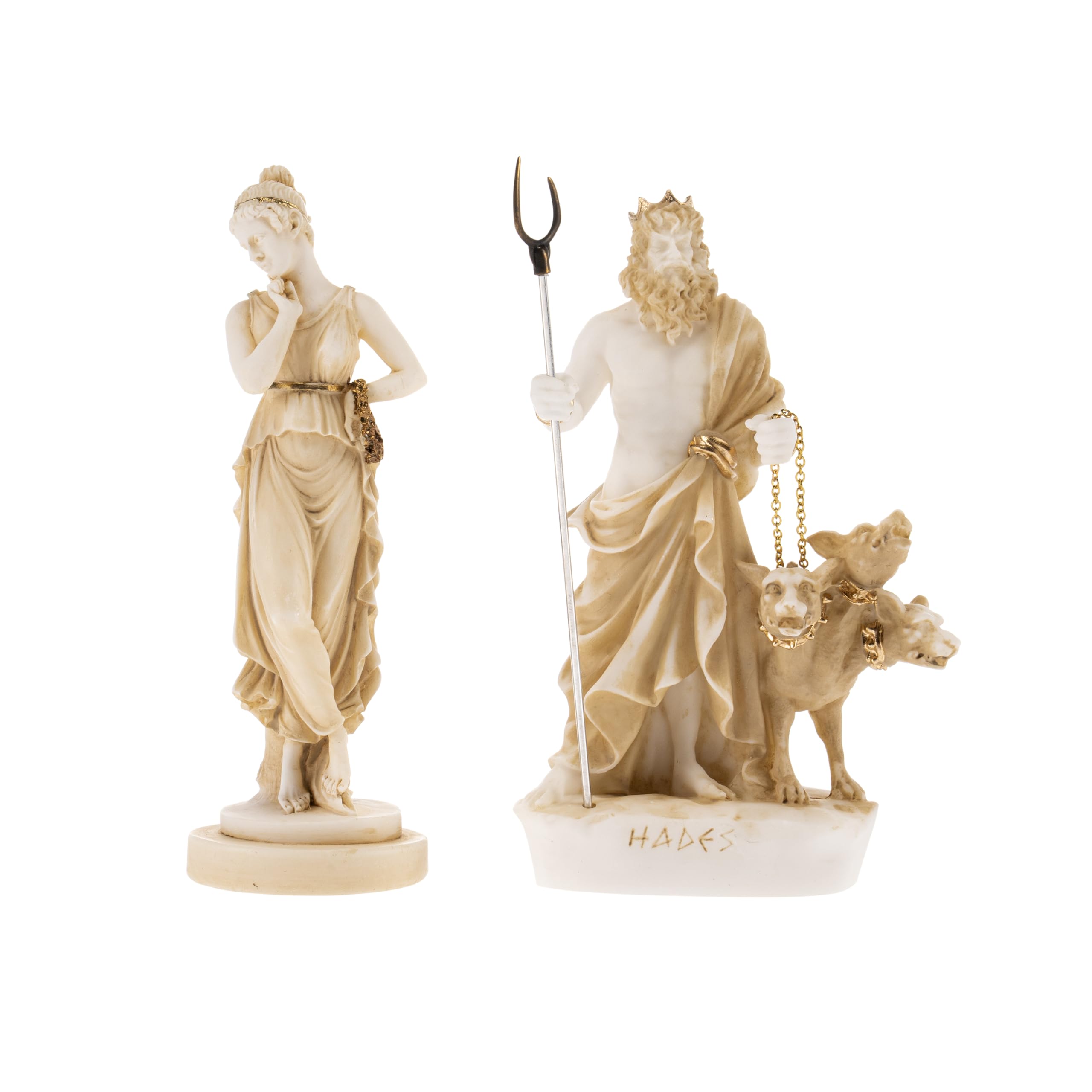 Beautifulgreekstatues Gold Tone Beautiful Greek Statues Set Of Persephone Goddess And Pluto Hades Lord Of The Underworld Statue 6.29In(16Cm)