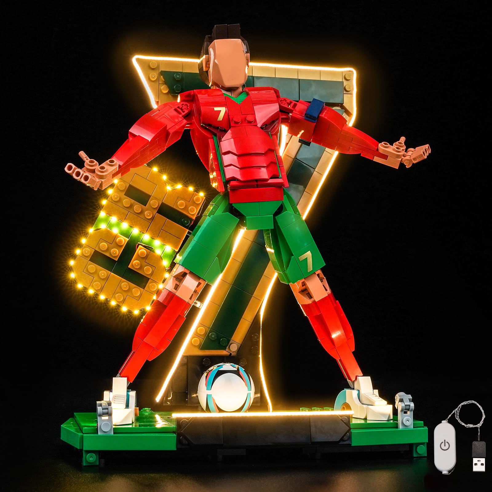 Light Kit Compatible with Lego 43016 Cristiano Ronaldo-Soccer Legend (No Model), Decoration Lighting Set Compatible with Lego Cristiano Ronaldo-Soccer Legend Blocks Model — image 1