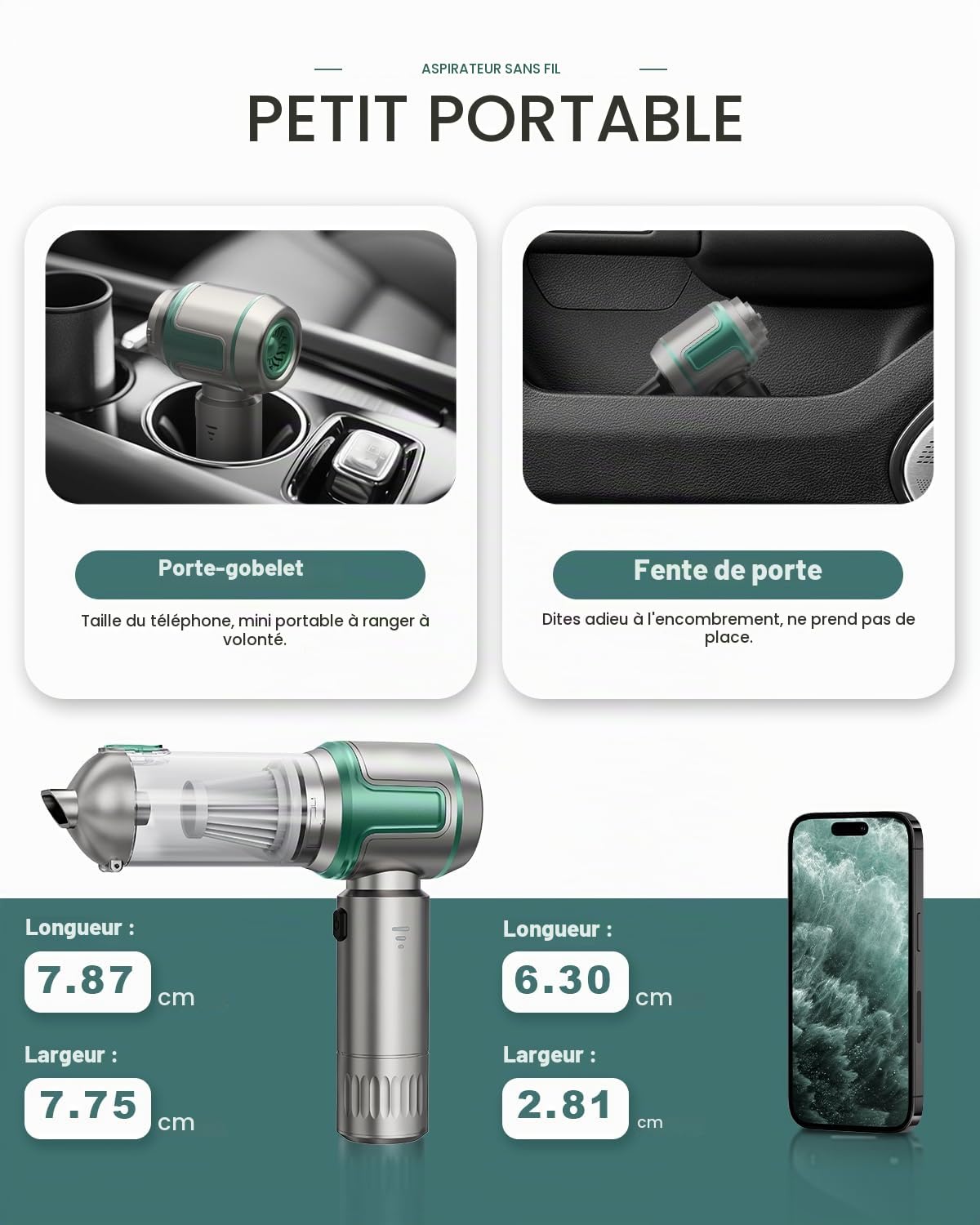 Aspirateur à Main, 27000Pa Aspirateur Voiture Puissant sans Fil