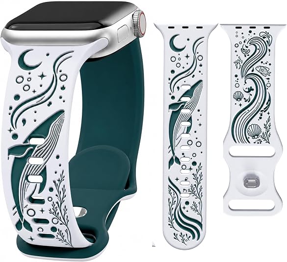 Whale Engraved Silicone Band for Apple Watch Series
