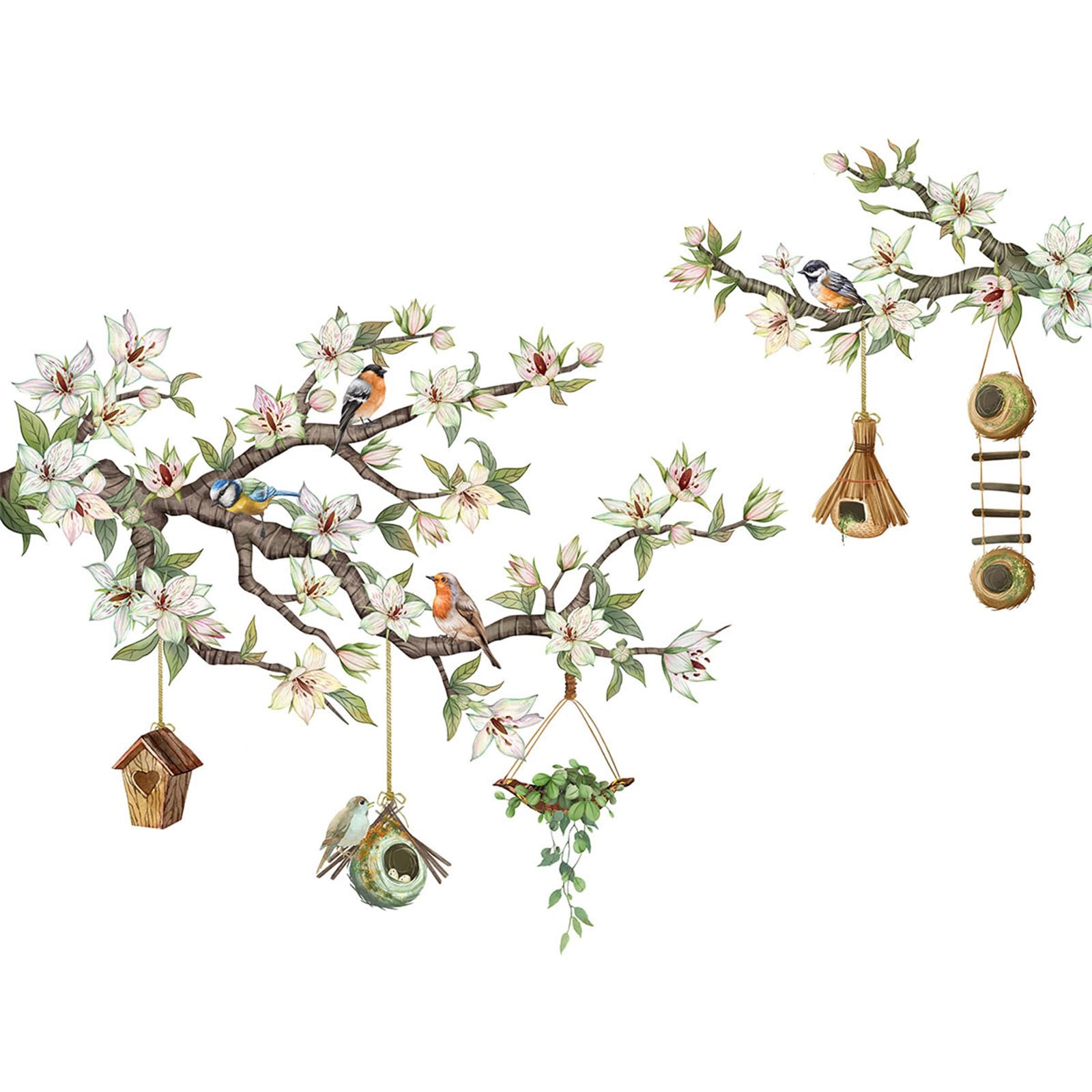 Bird Window Stickers Bird on Tree Branch AntiCollision to Watercolor Glass Wall Decal Stickers Window Wall